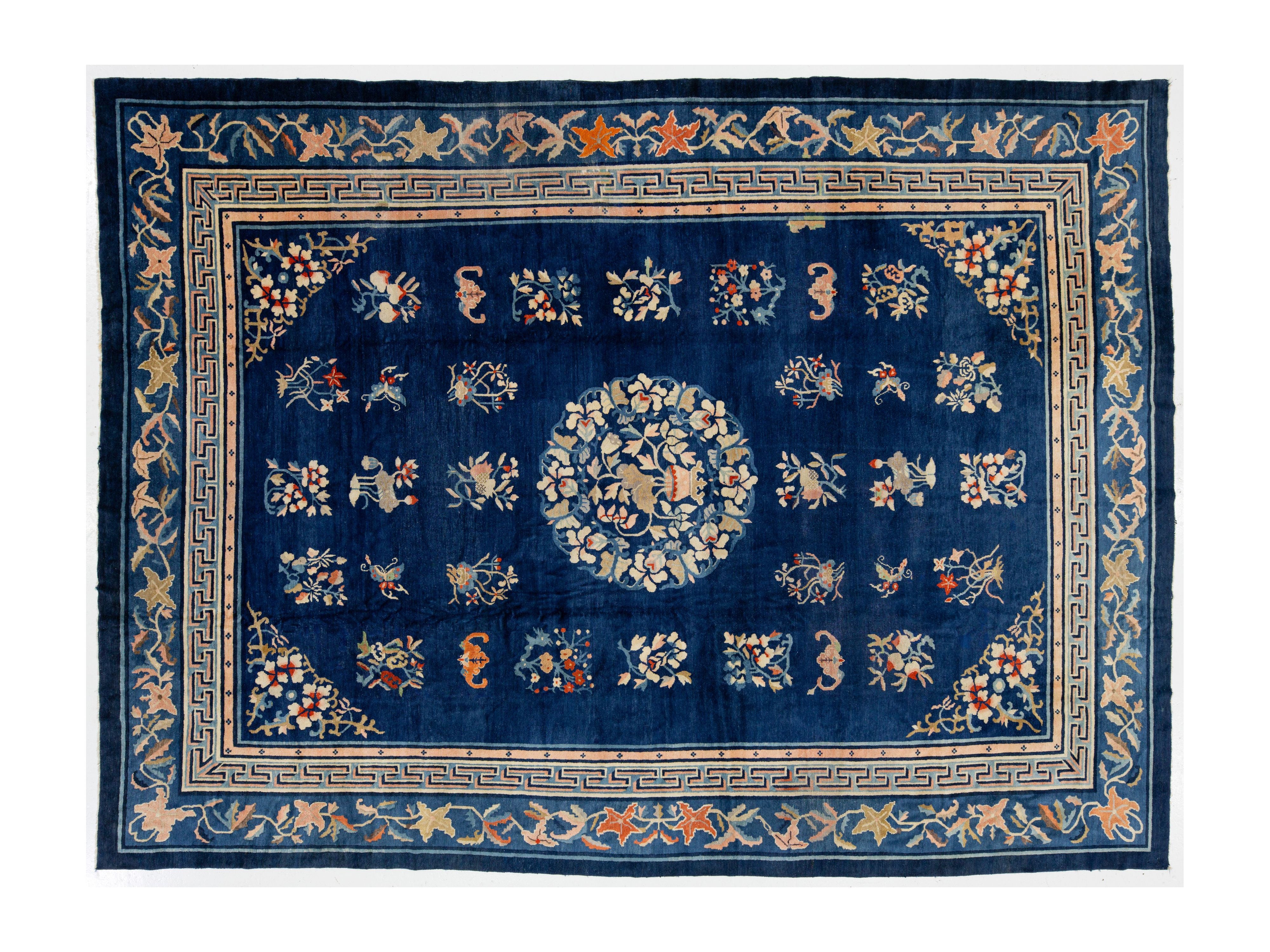 Antique Art Deco Chinese Peking Wool Rug 10 X 13