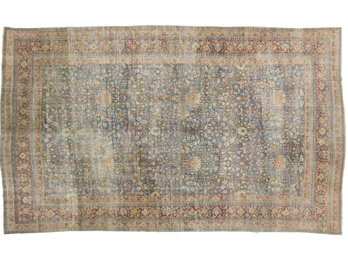 Antique Mashad Persian Wool Rug 10 X 17