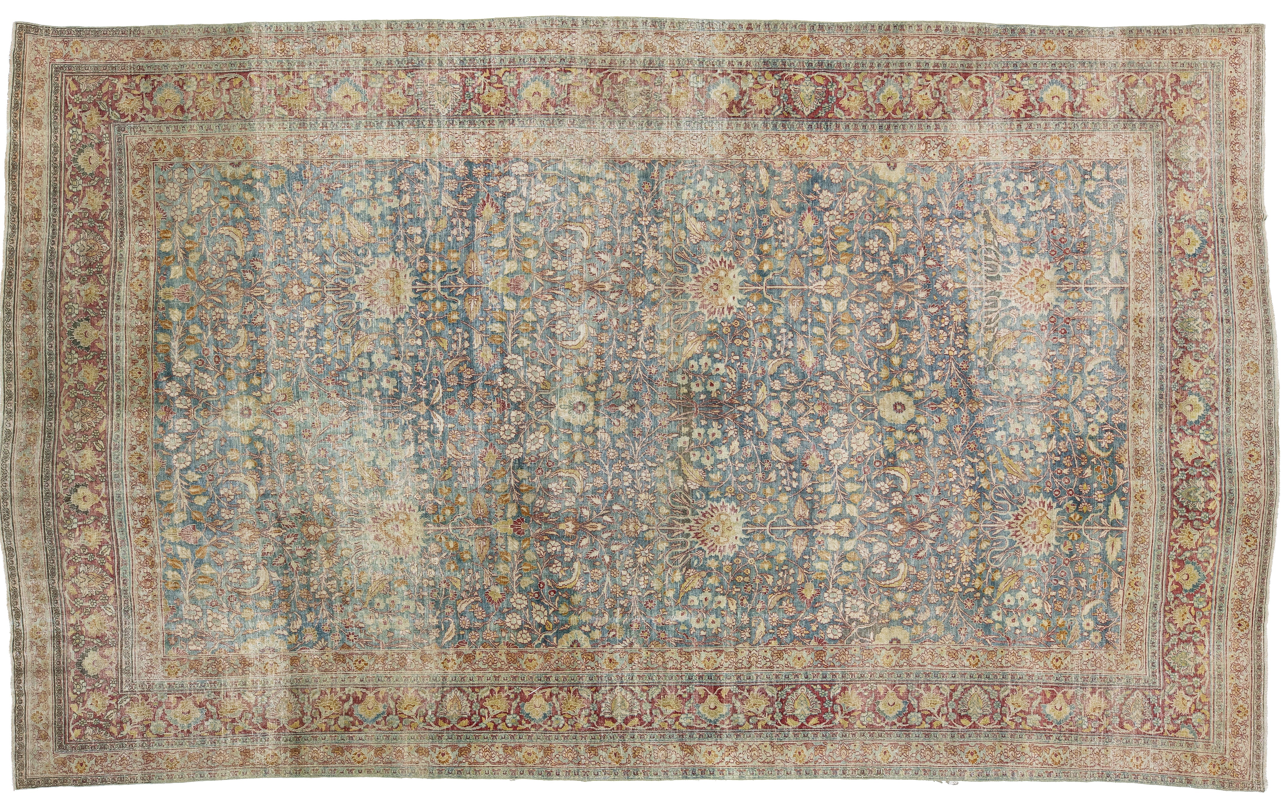 Antique Mashad Persian Wool Rug 10 X 17