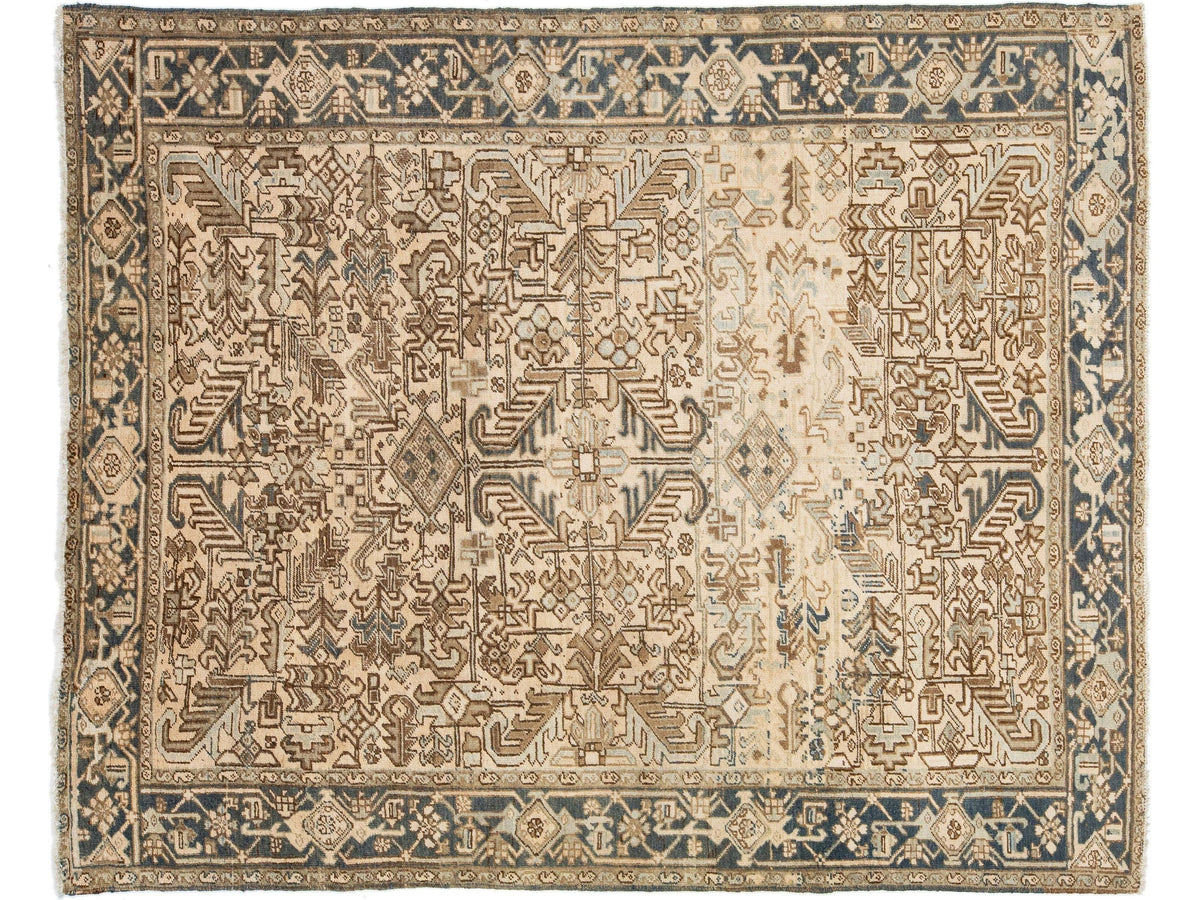 Antique Heriz Wool Rug 8 X 9