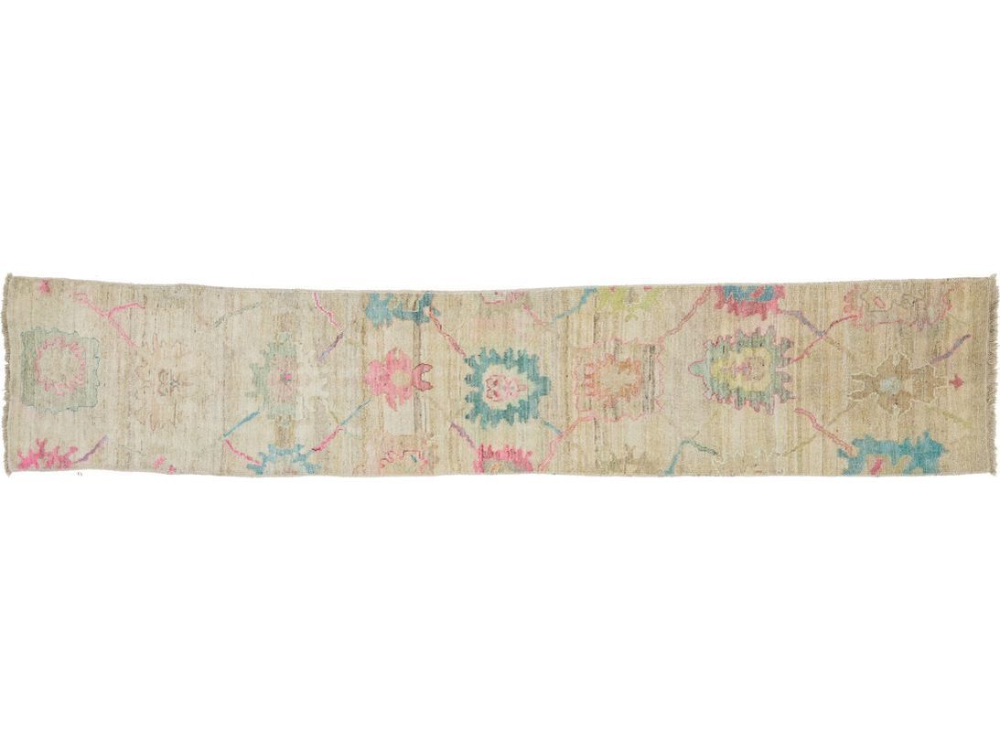 Modern Turkish Oushak Wool Runner 3 X 15