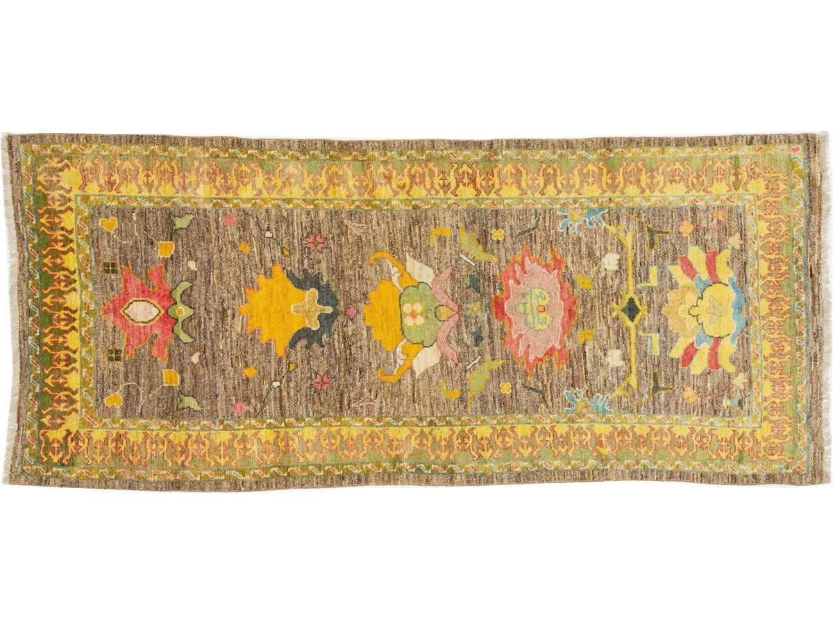 Modern Turkish Oushak Wool Runner 4 X 10