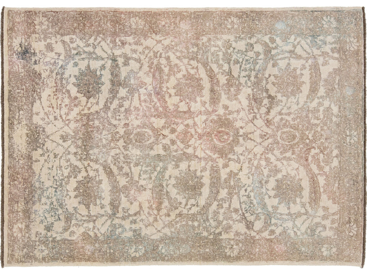 Modern Turkish Oushak Wool Rug 6 X 8