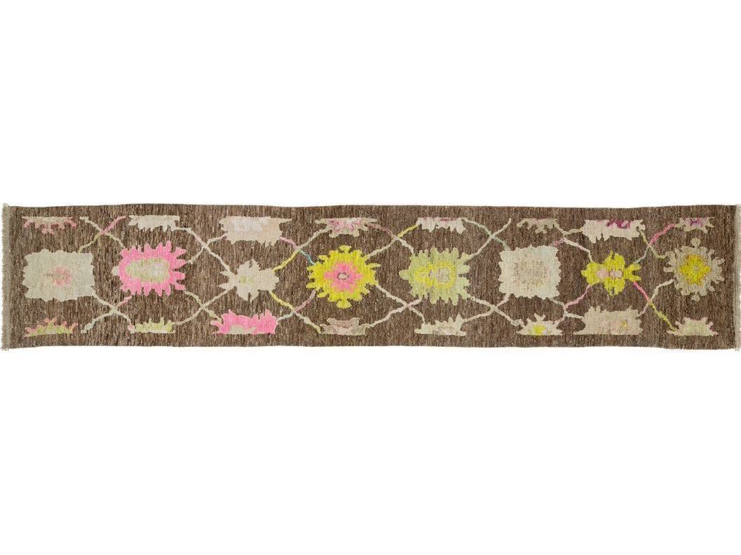 Modern Turkish Oushak Wool Runner 3 X 16