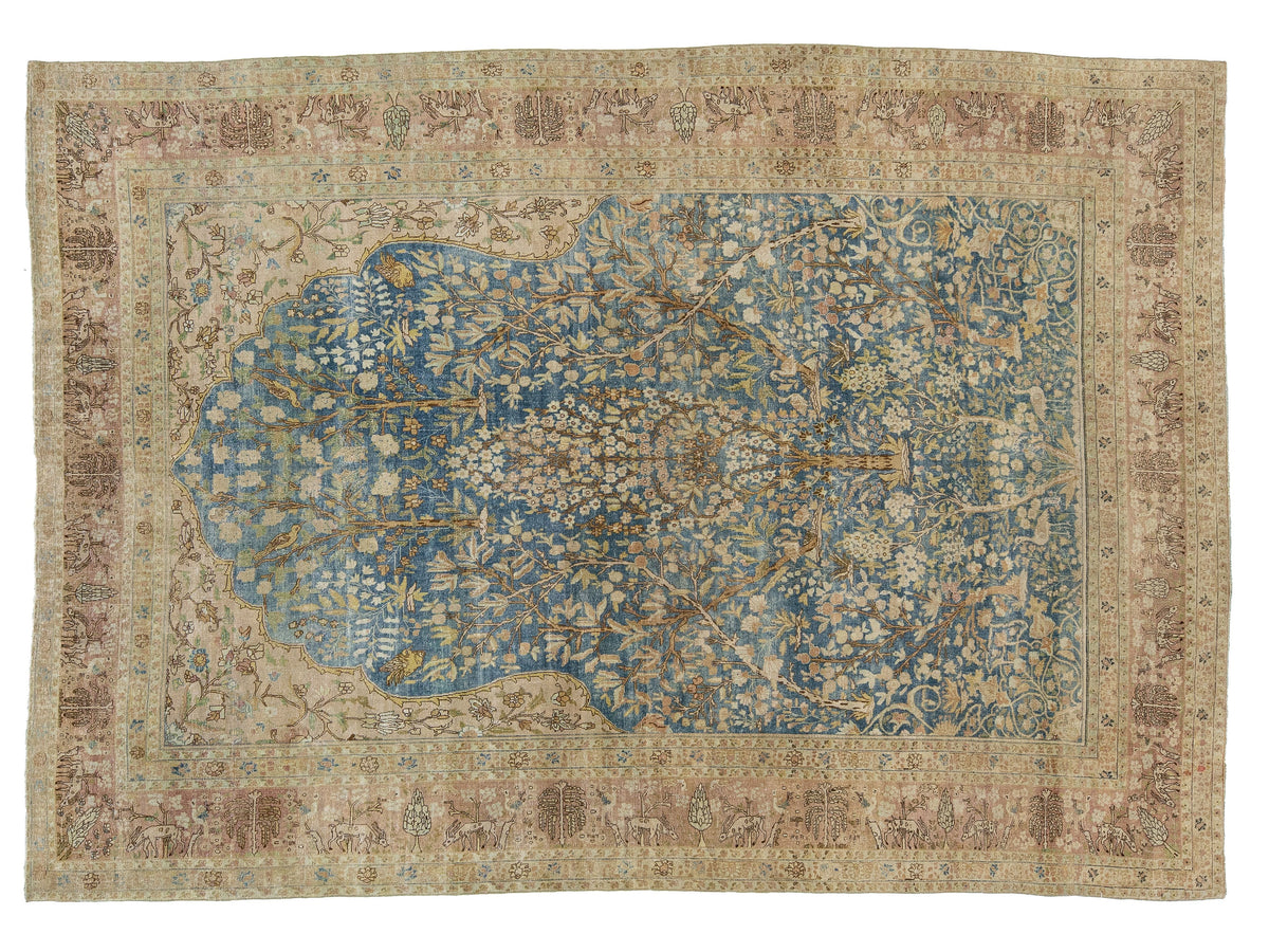 Antique Tabriz Wool Rug 9 X 13