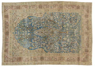 Antique Tabriz Wool Rug 9 X 13