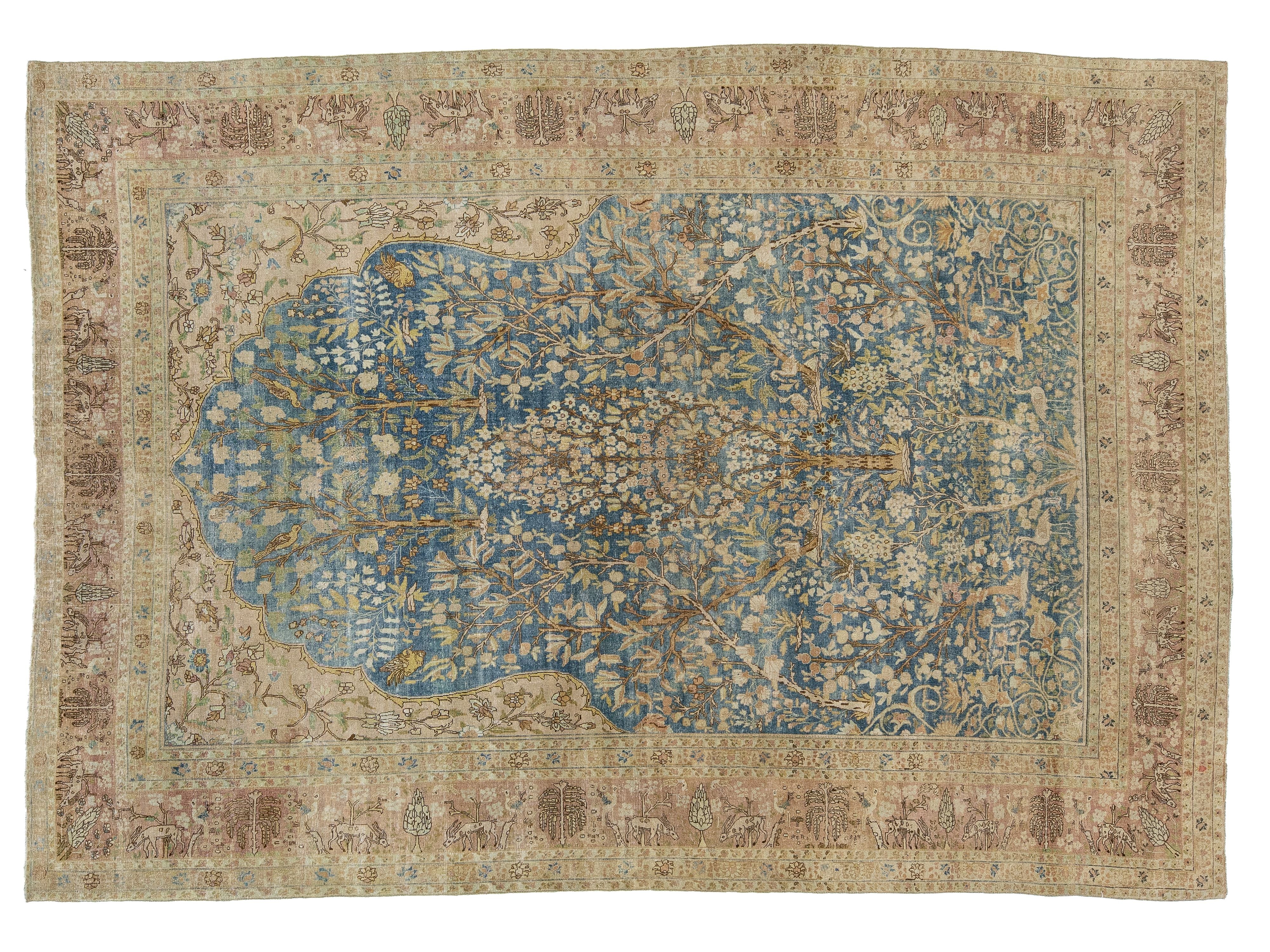 Antique Tabriz Wool Rug 9 X 13