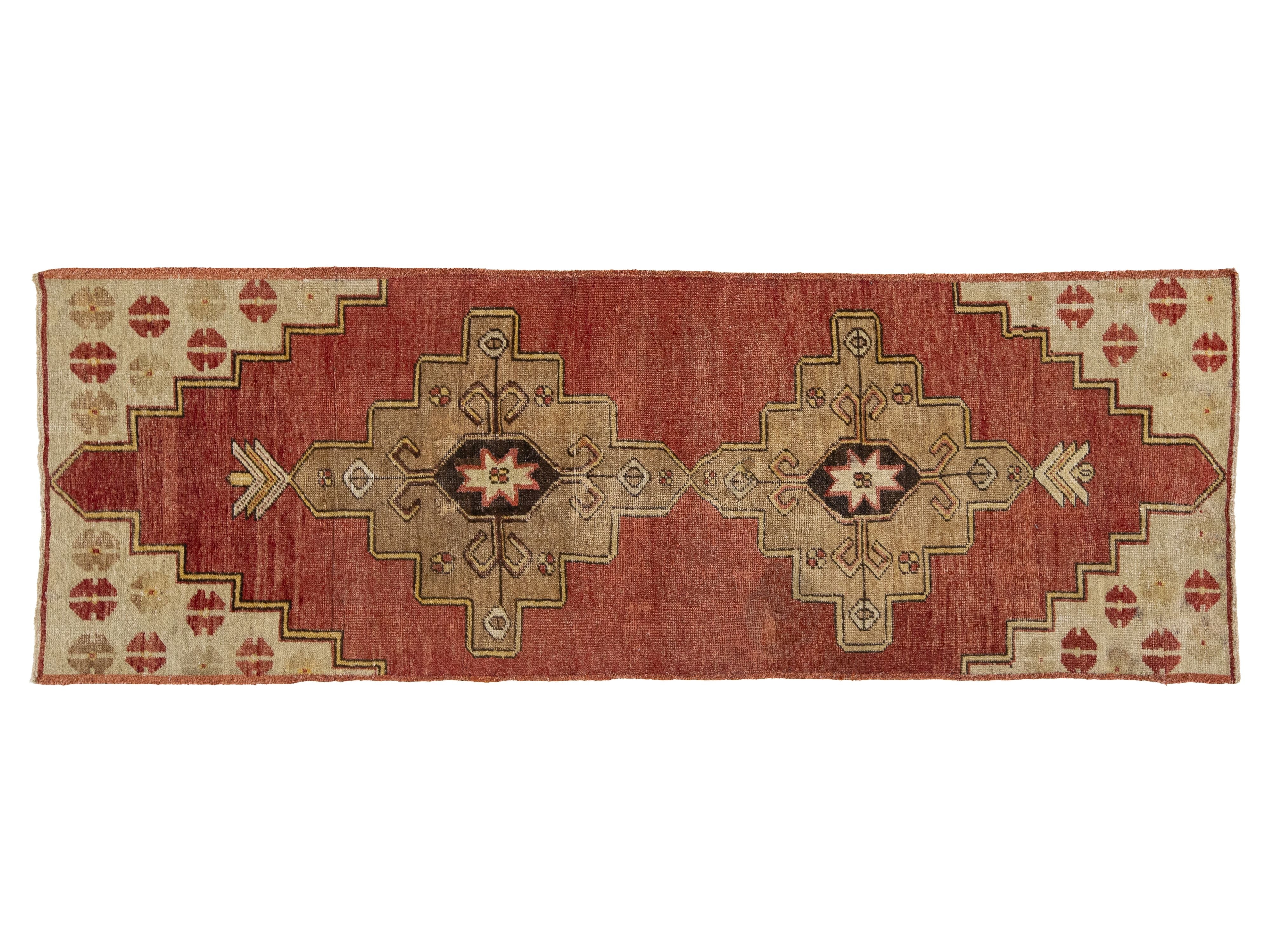 Vintage Turkish Anatolian Wool Runner Rug 3 X 7