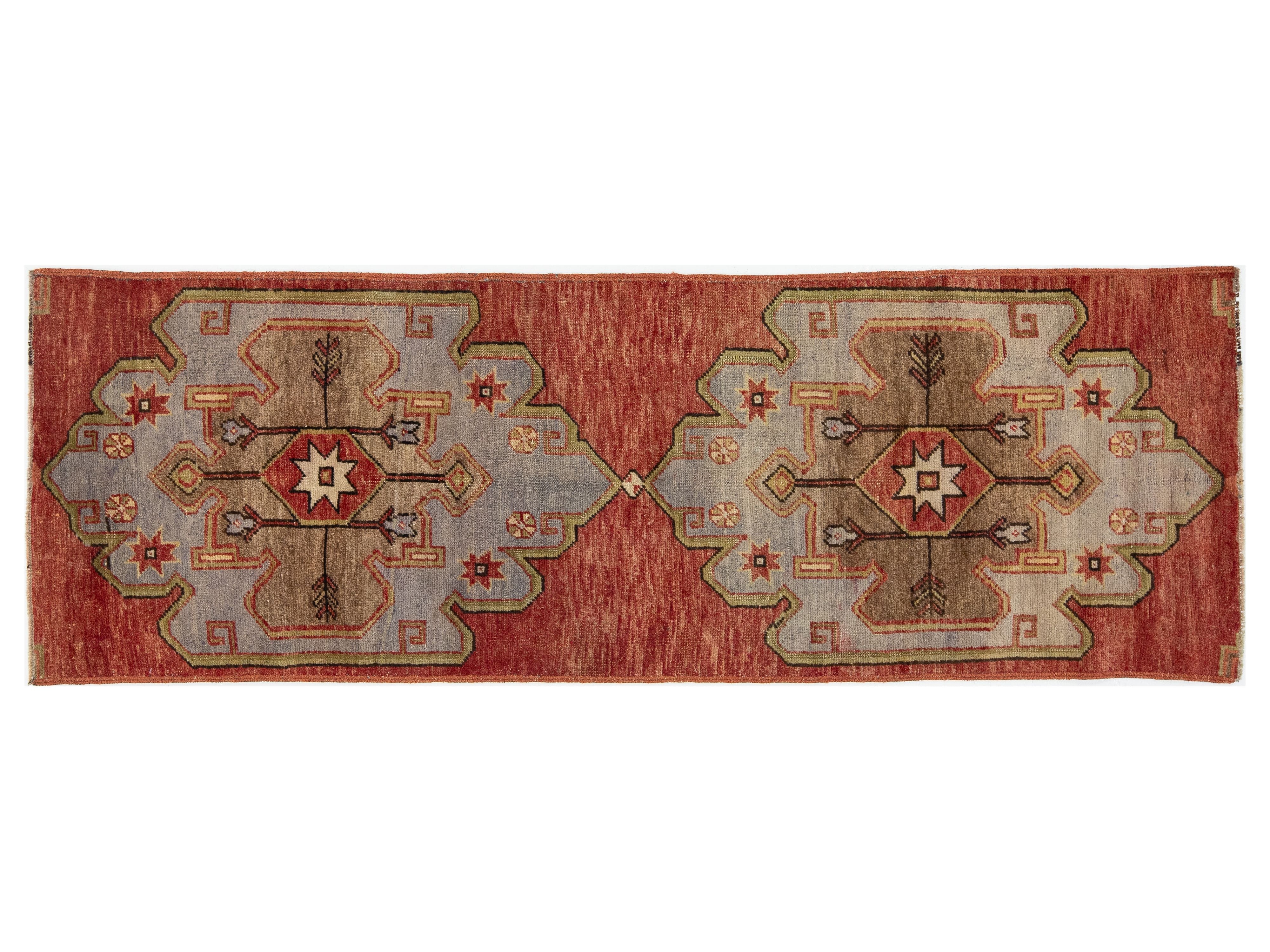 Vintage Turkish Anatolian Wool Runner Rug 2 X 7