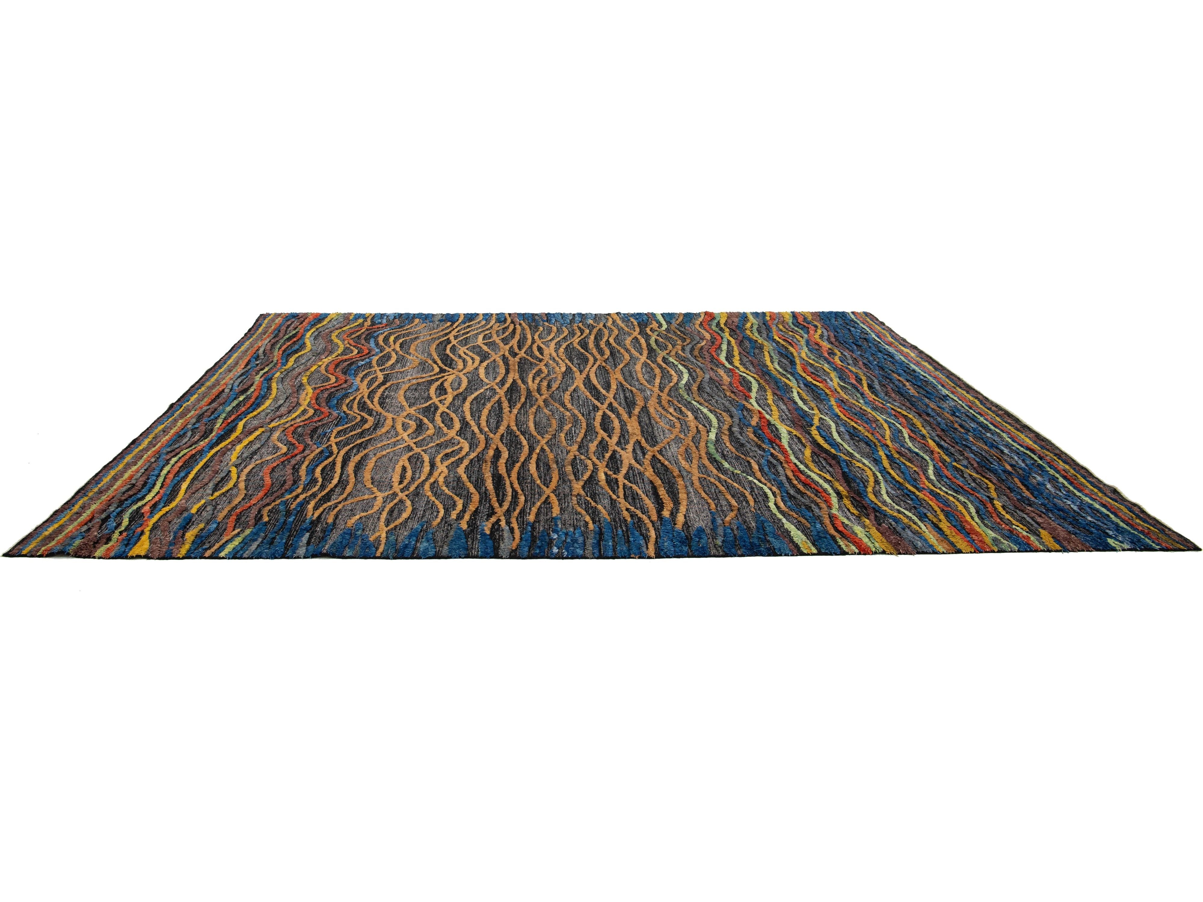 Modern Moroccan Wool Rug 10 X 14