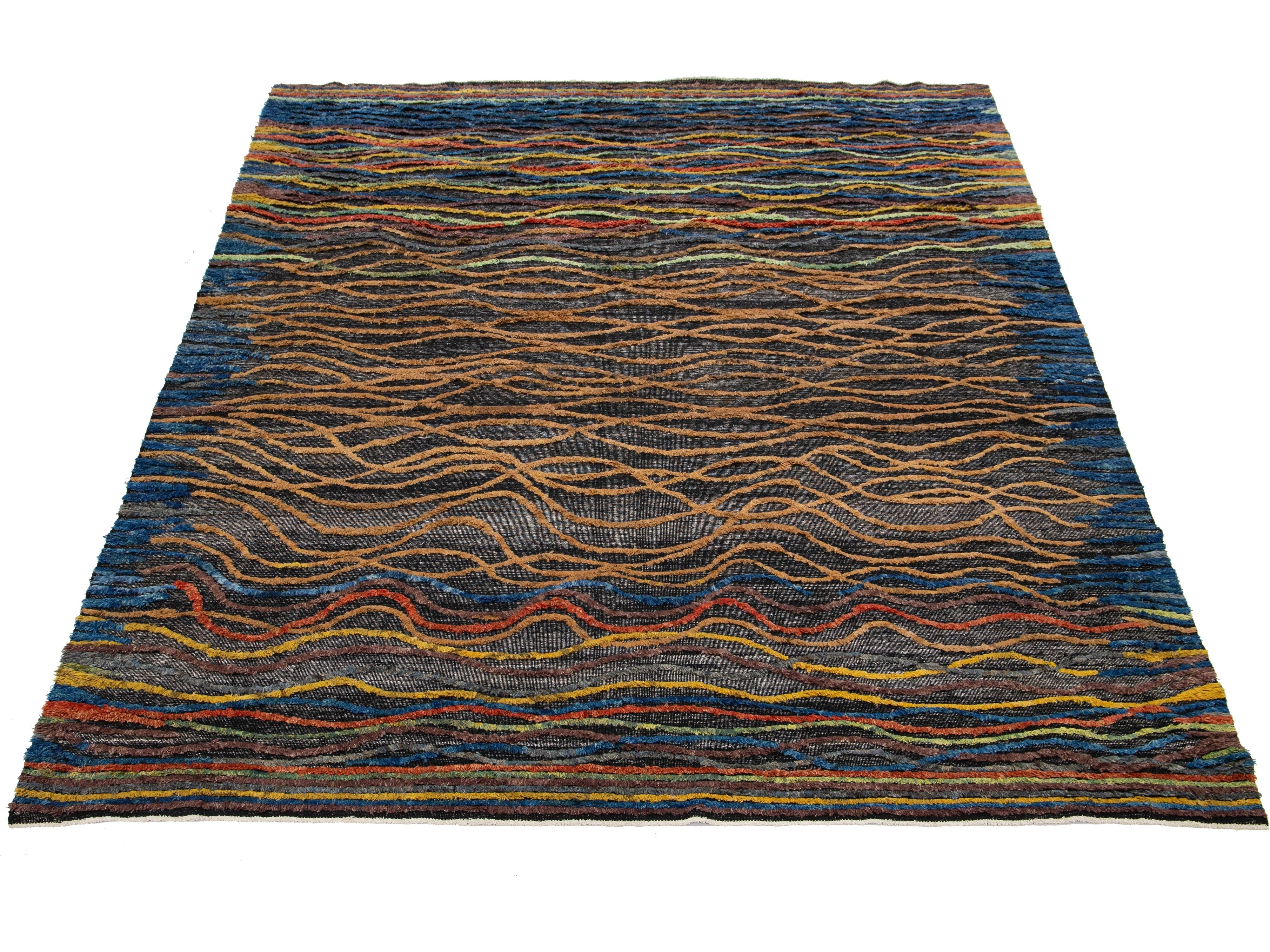 Modern Moroccan Wool Rug 10 X 14