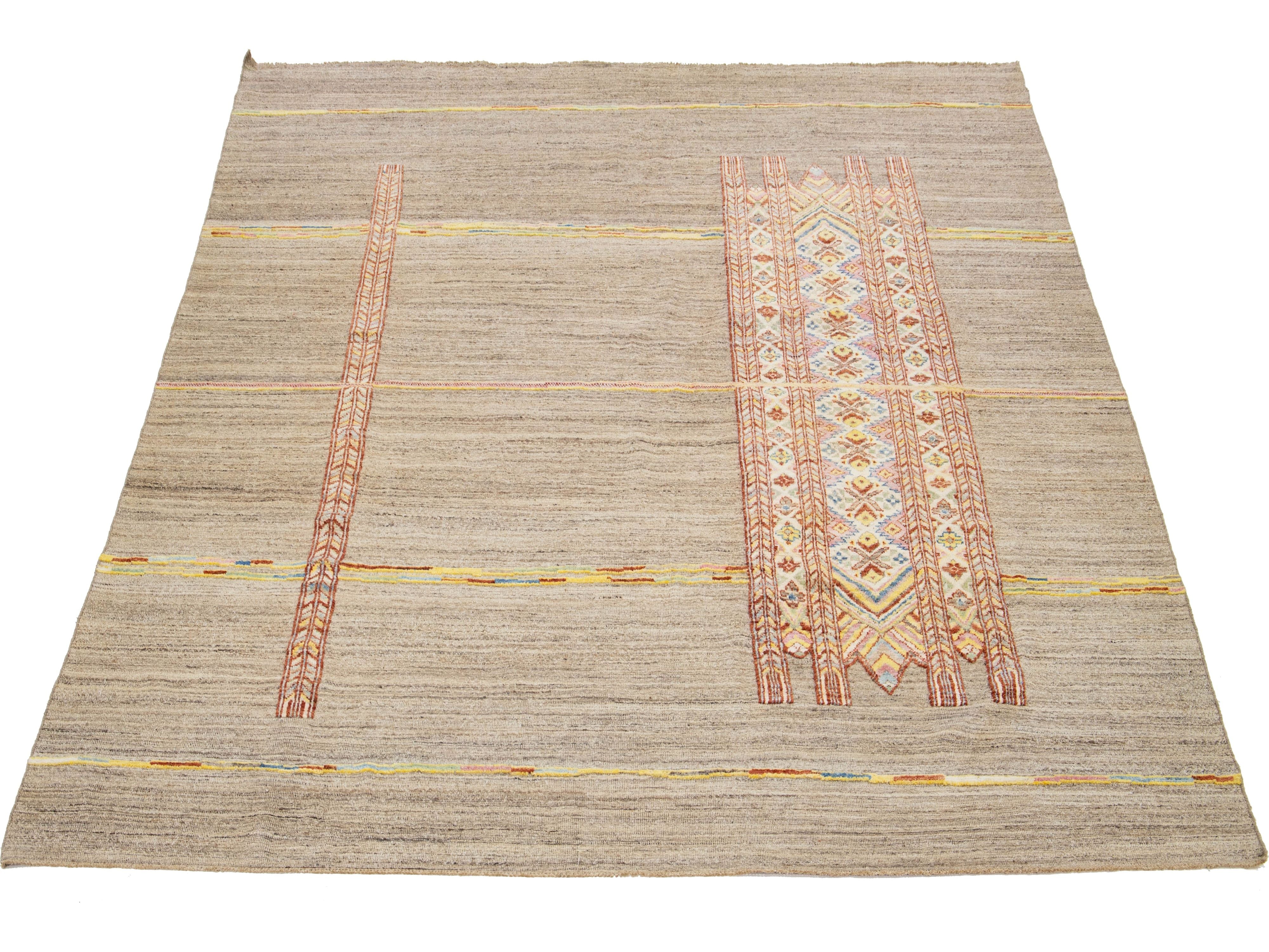 Modern Moroccan Wool Rug 9 X 12