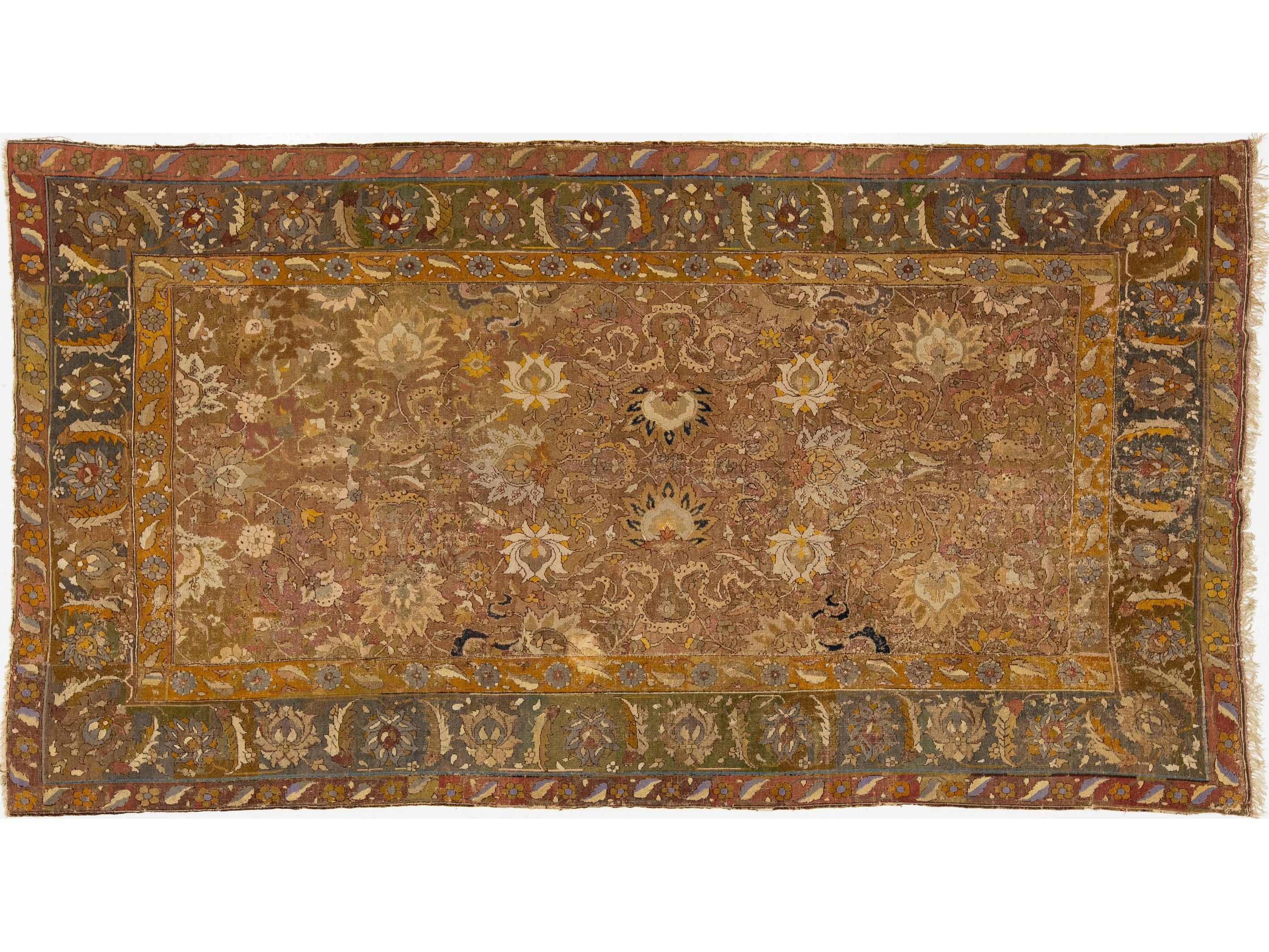 Antique Unique Persian Isfahan Wool Rug 7 X 12