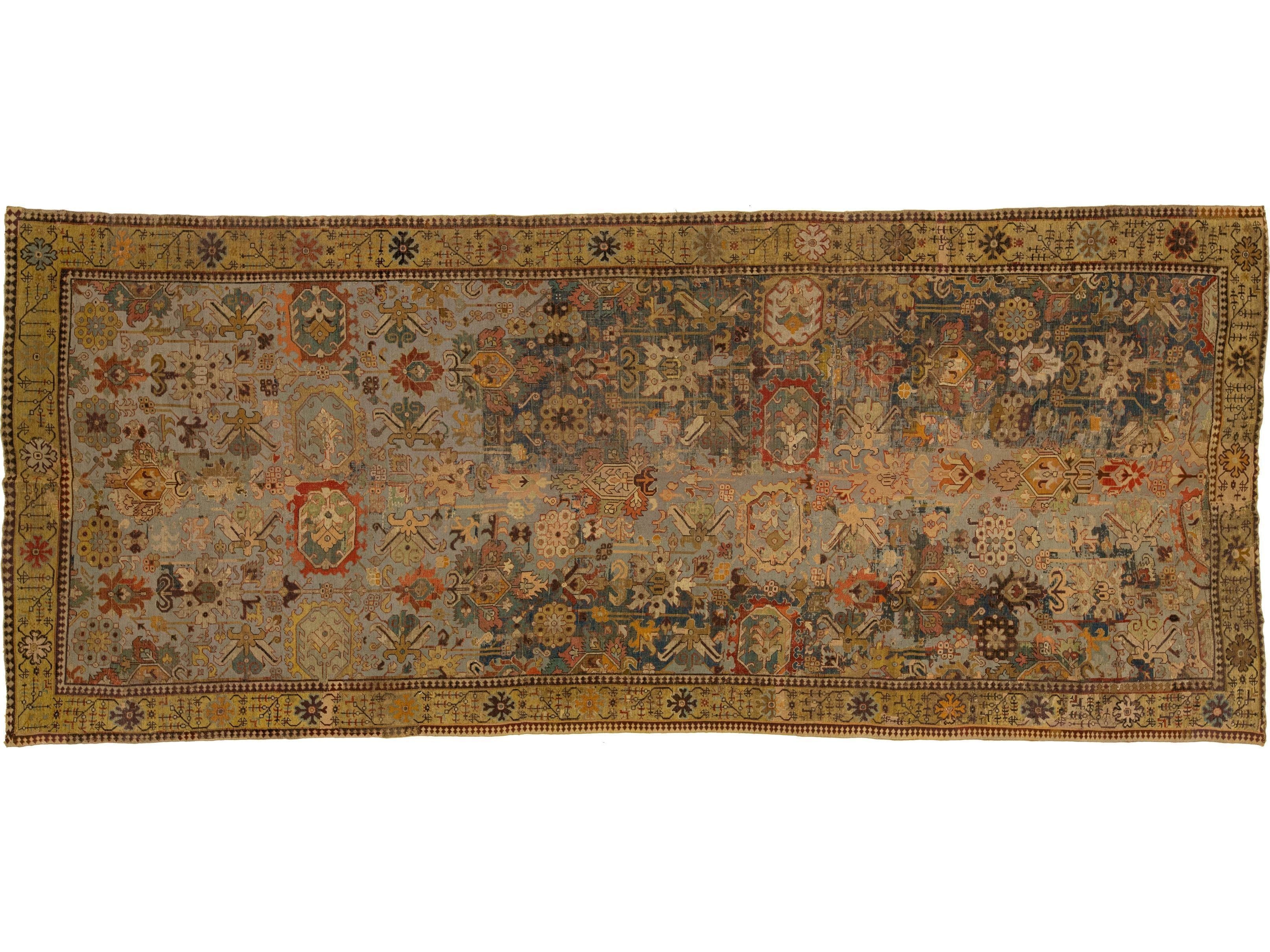 Antique Unique Caucasian Kuba Wool Rug 7 X 17
