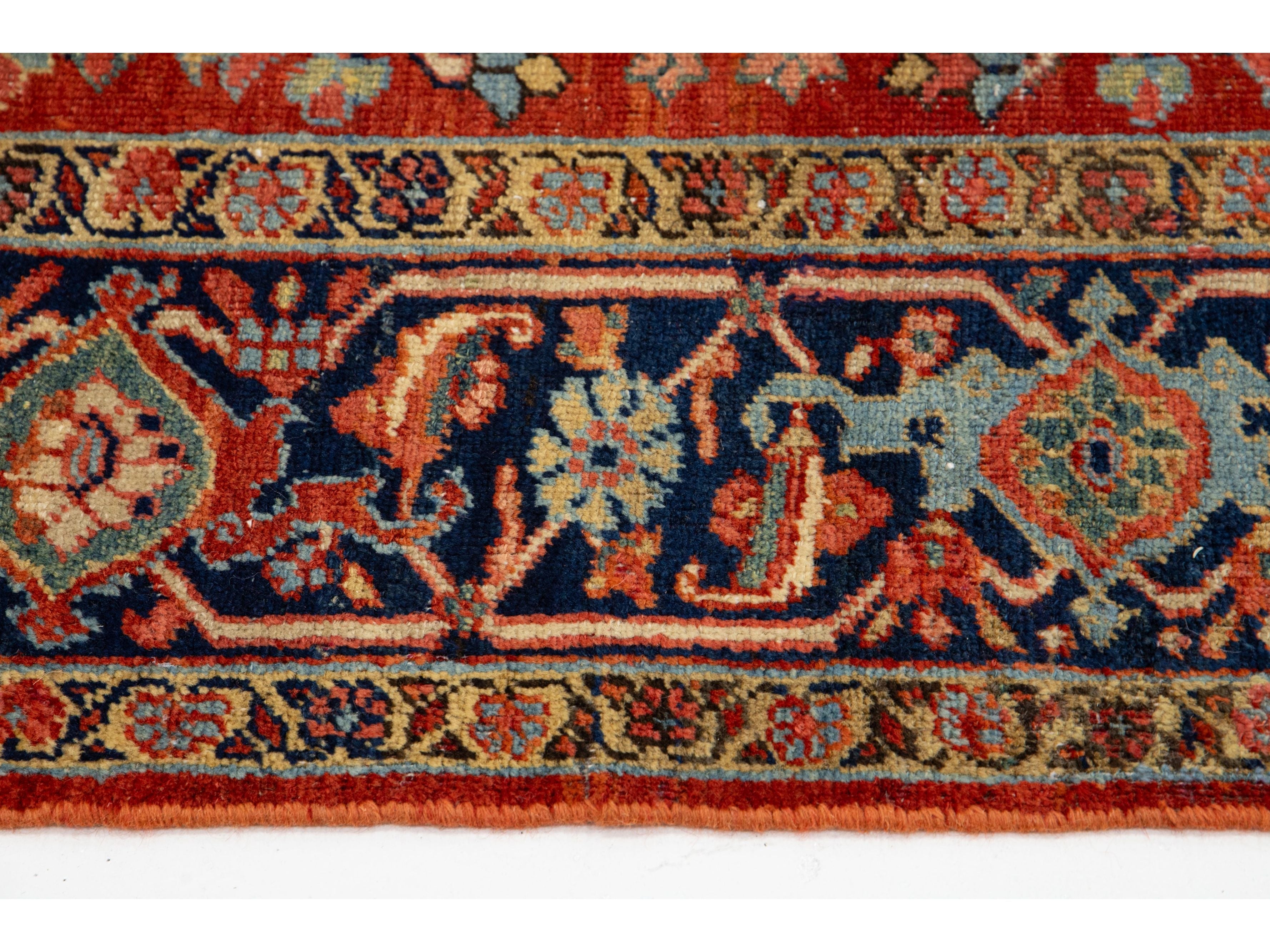 Antique Heriz Wool Rug 9 X 13