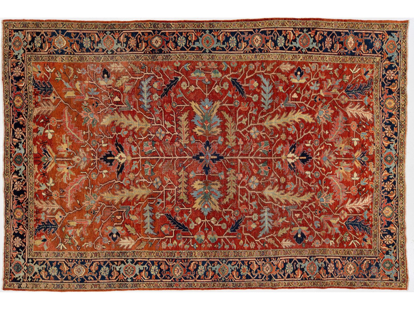 Antique Persian Heriz Wool Rug 9 X 13