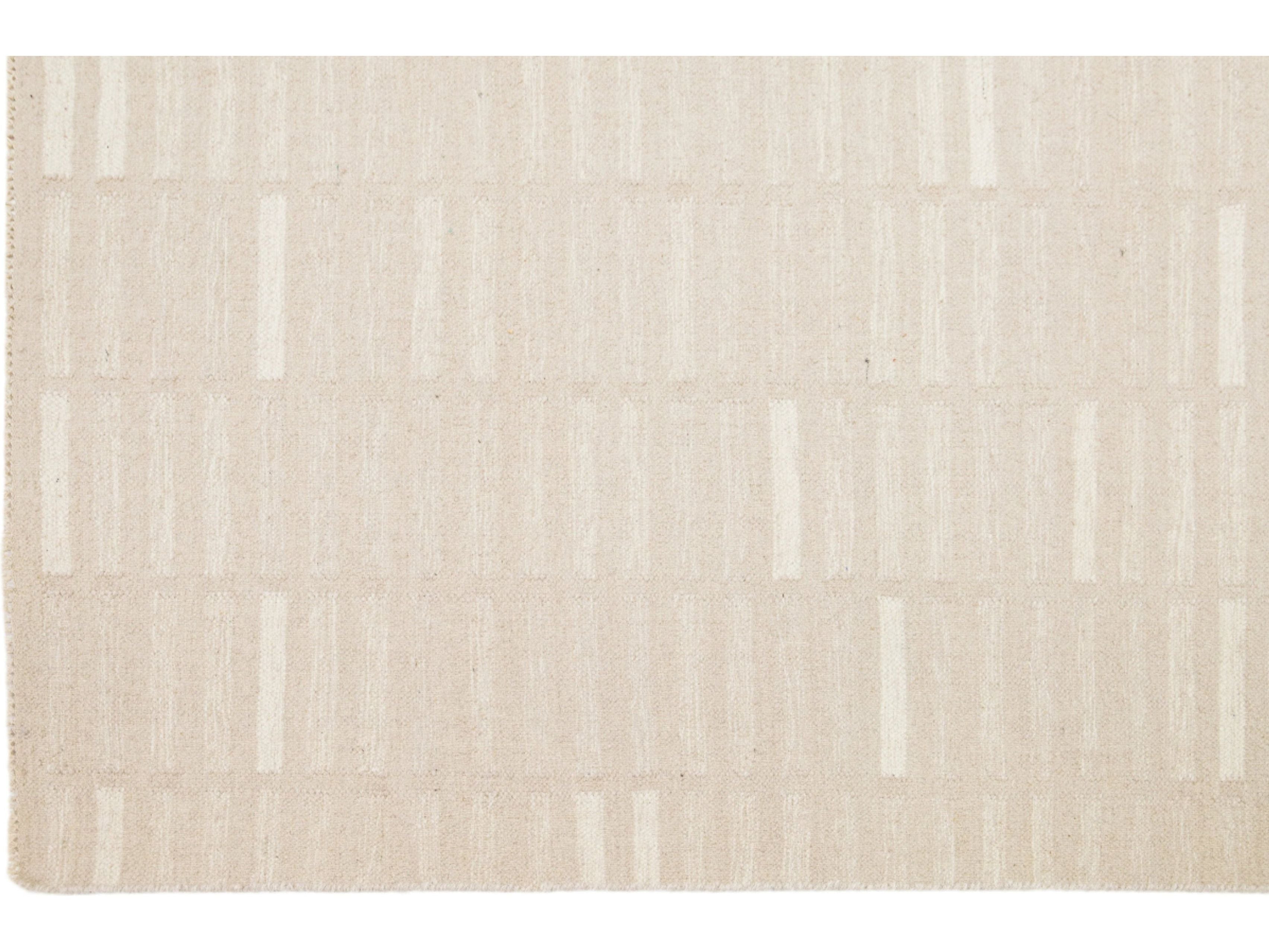Modern Kilim Flatweave Wool Rug 12 X 15