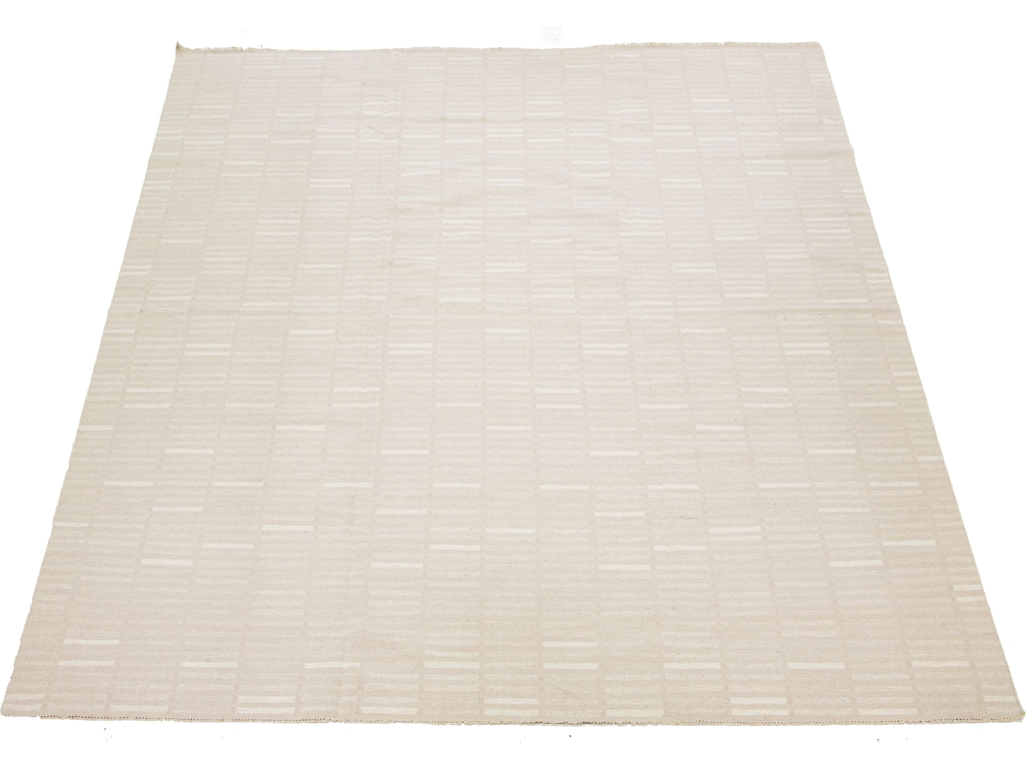 Modern Kilim Flatweave Wool Rug 12 X 15