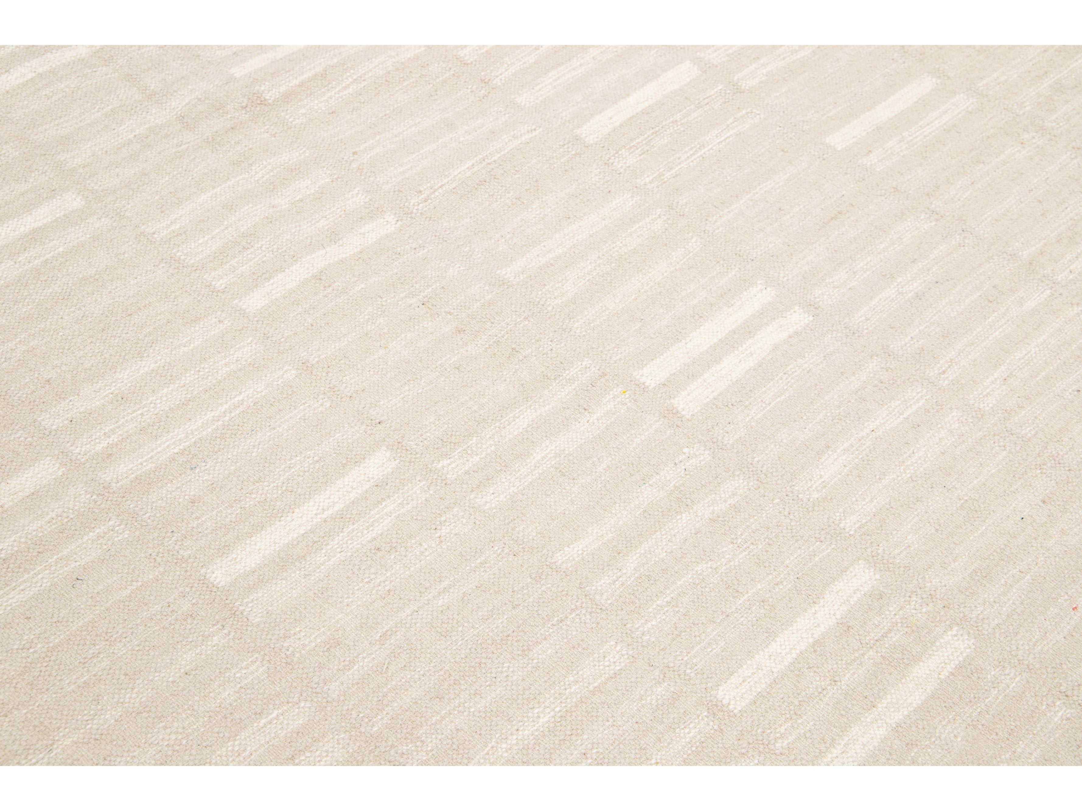 Modern Kilim Flatweave Wool Rug 12 X 15