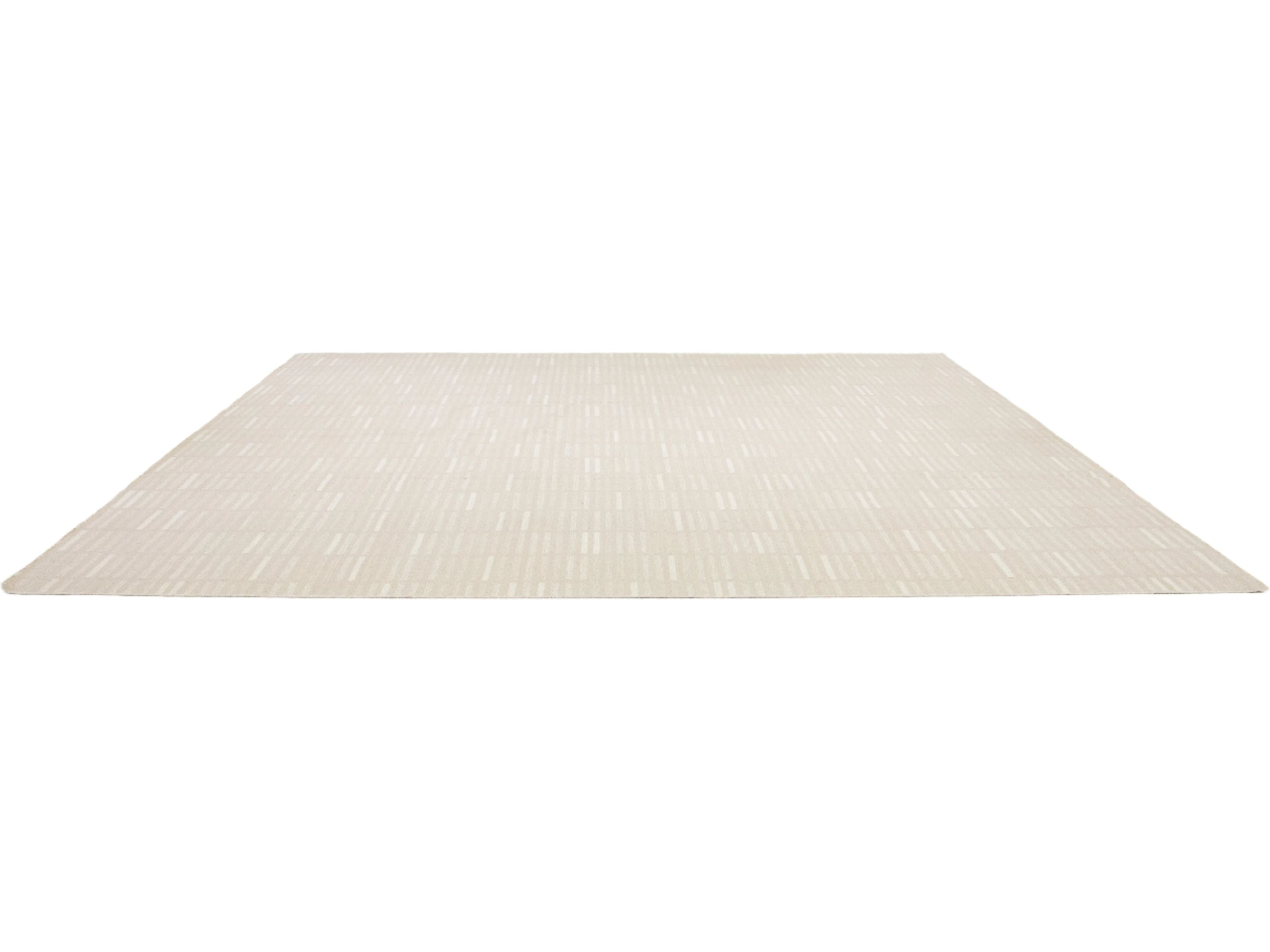 Modern Kilim Flatweave Wool Rug 12 X 15