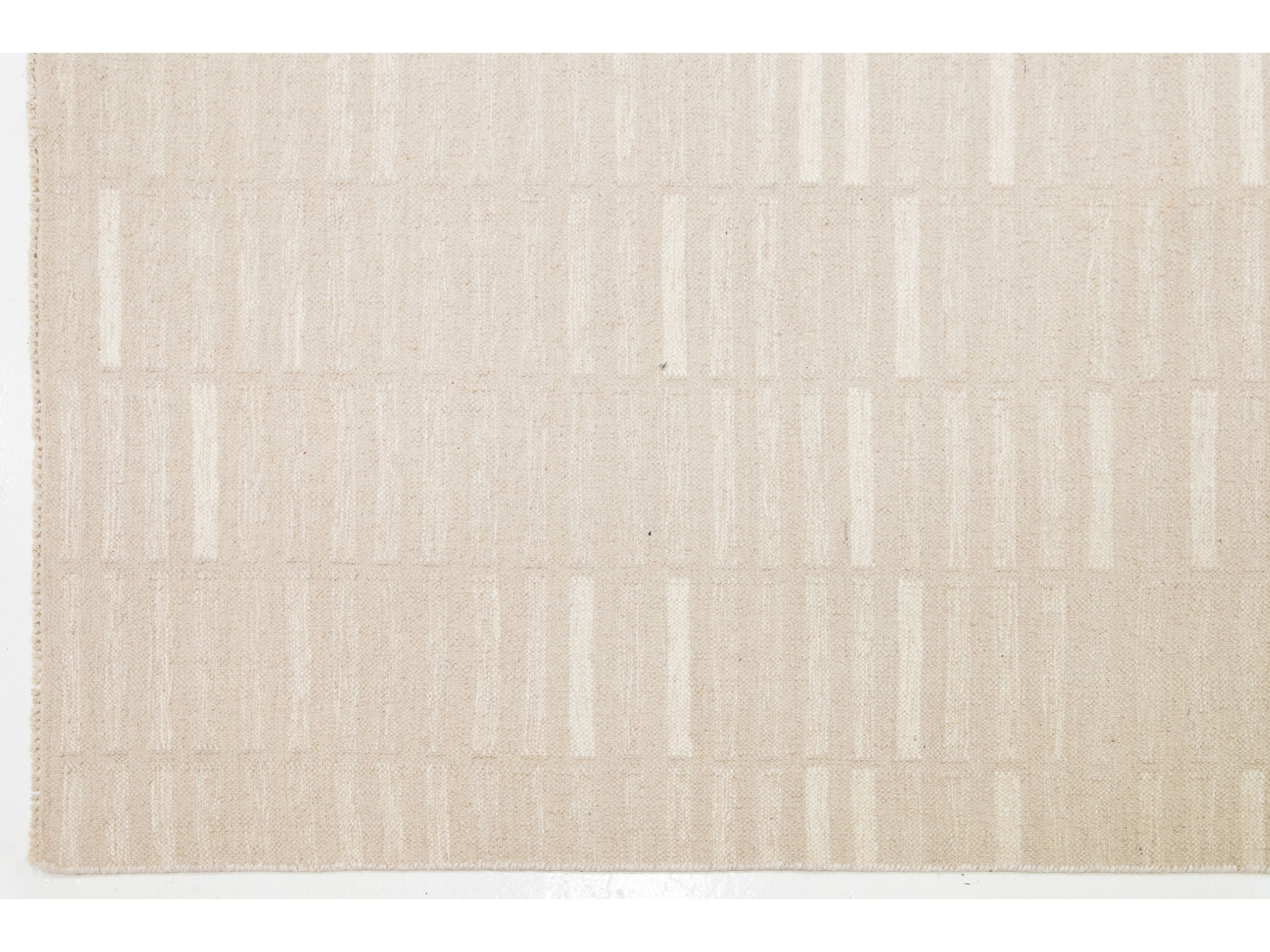 Modern Kilim Flatweave Wool Rug 12 X 15