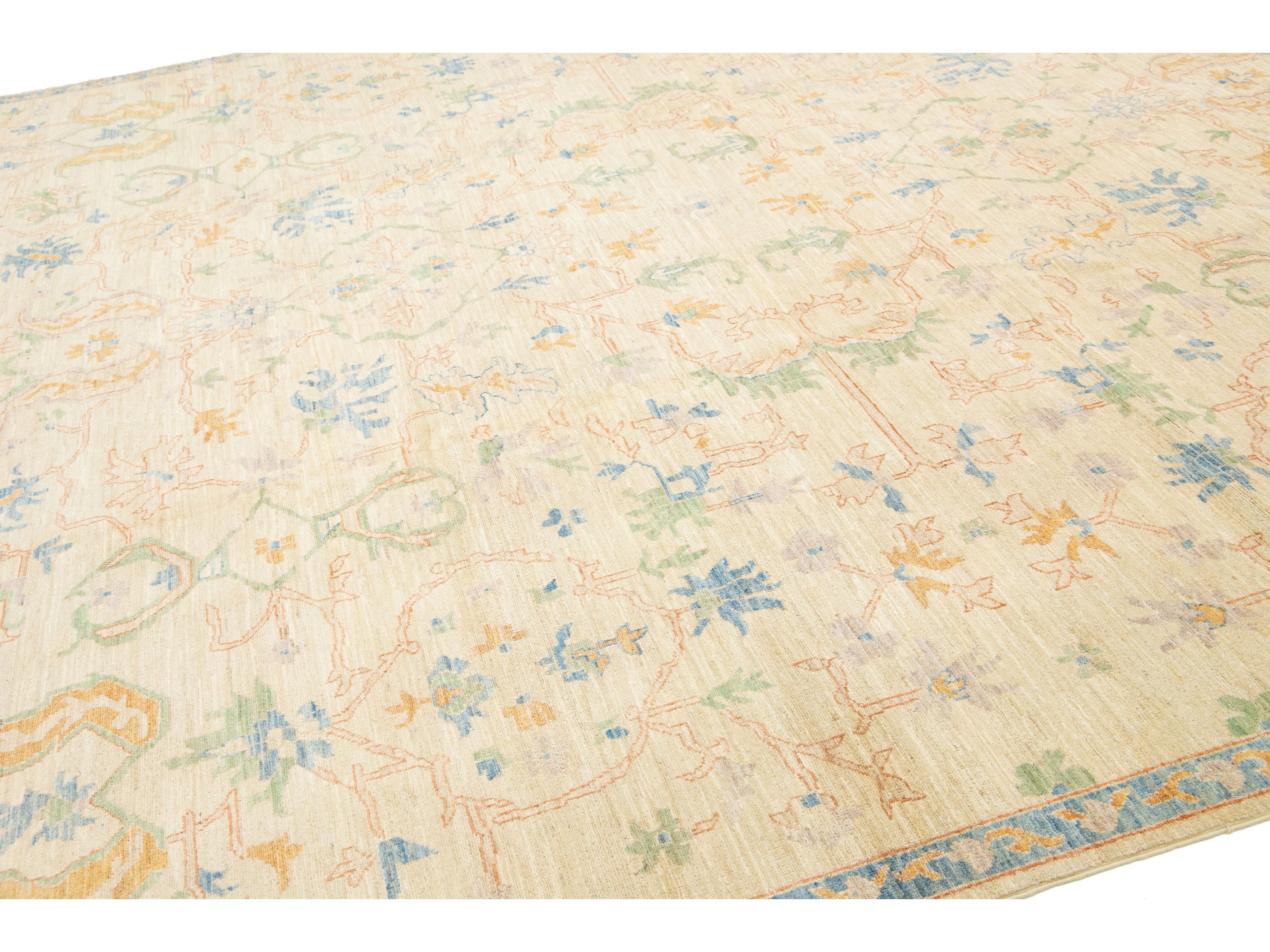 Modern Oushak Wool Rug 12 X 15
