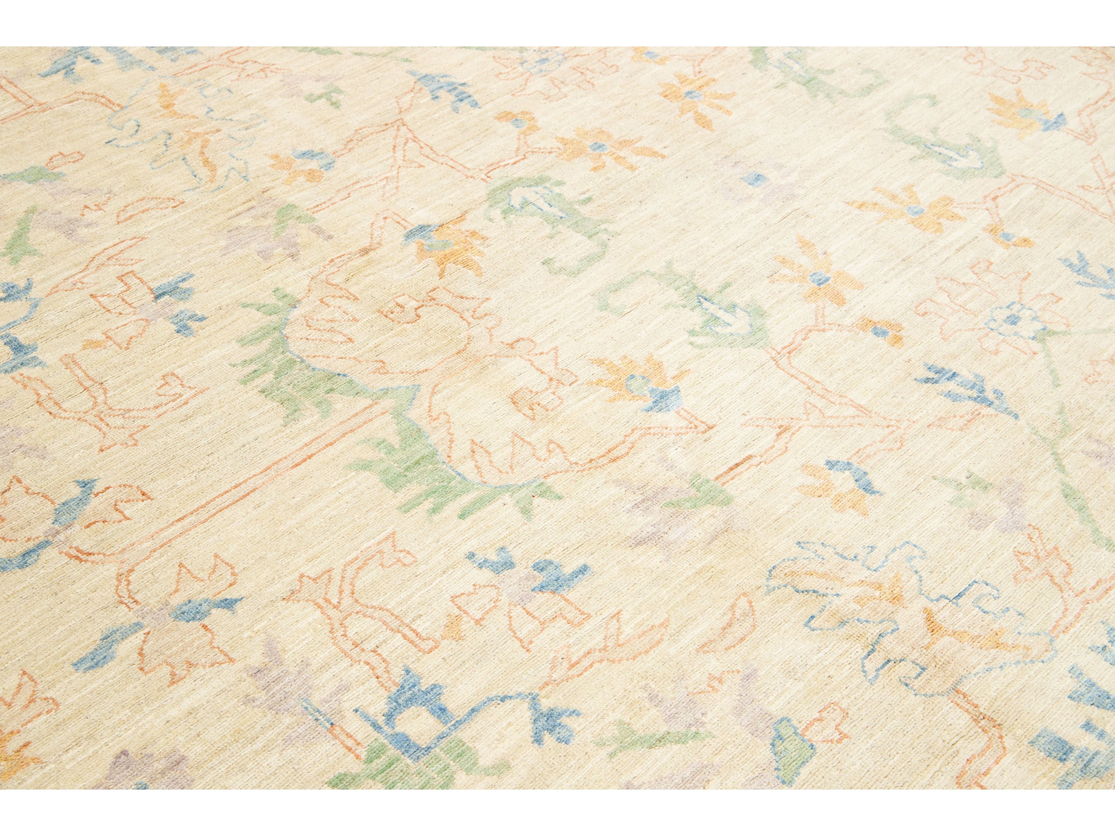 Modern Oushak Wool Rug 12 X 15