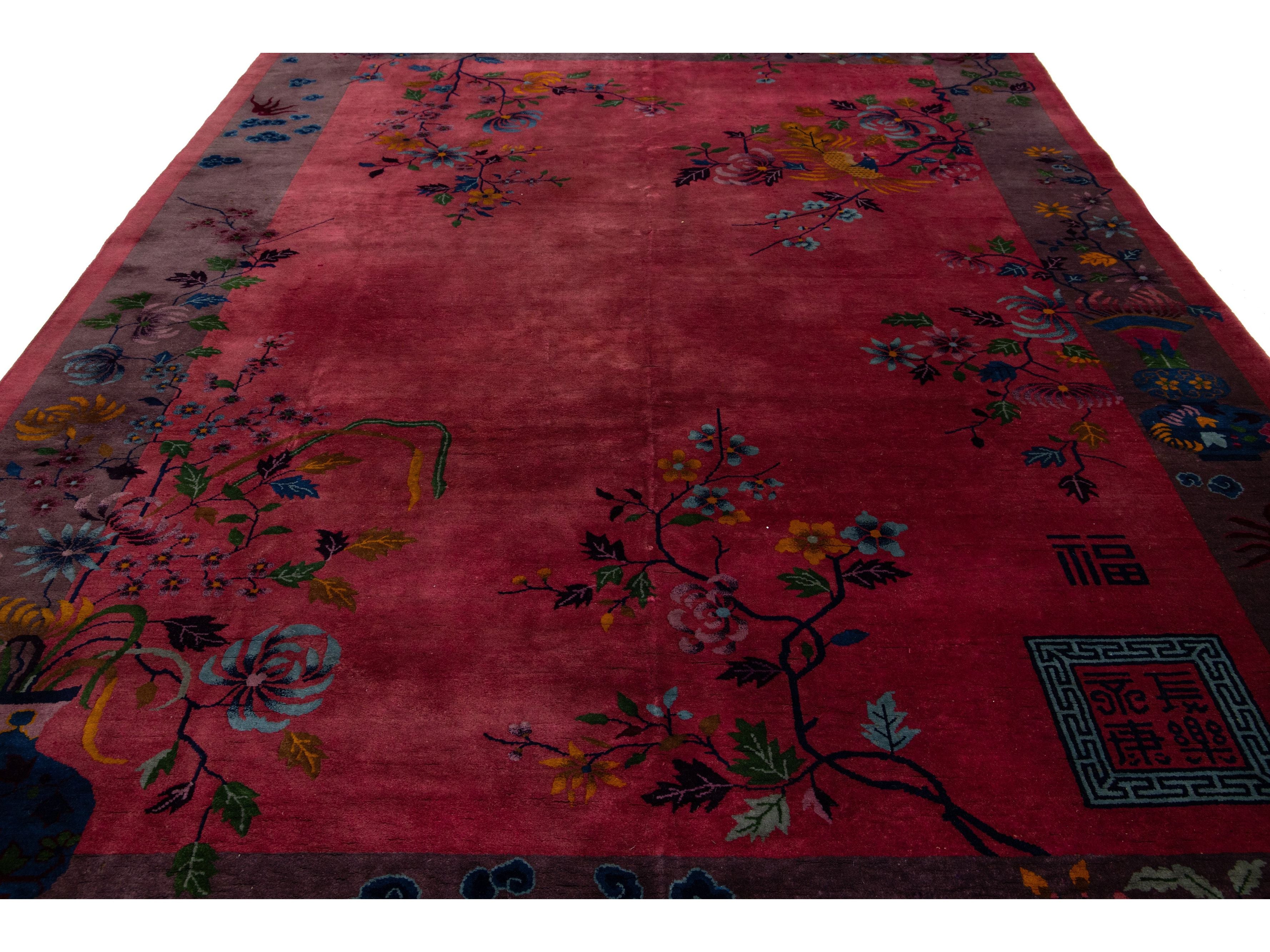 Antique Art Deco Chinese Rug 9 X 12