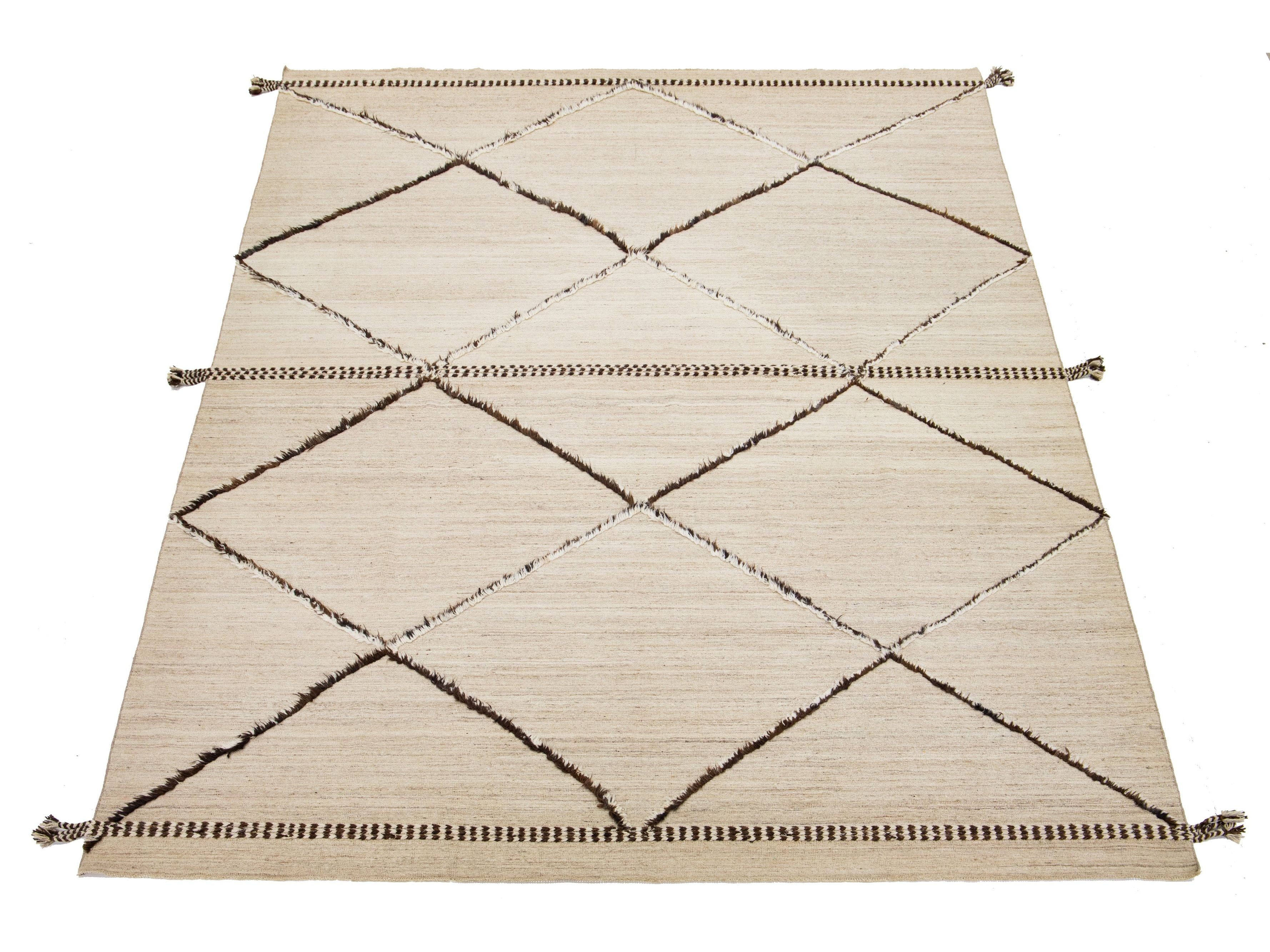 Modern Moroccan Wool Rug 10 X 15