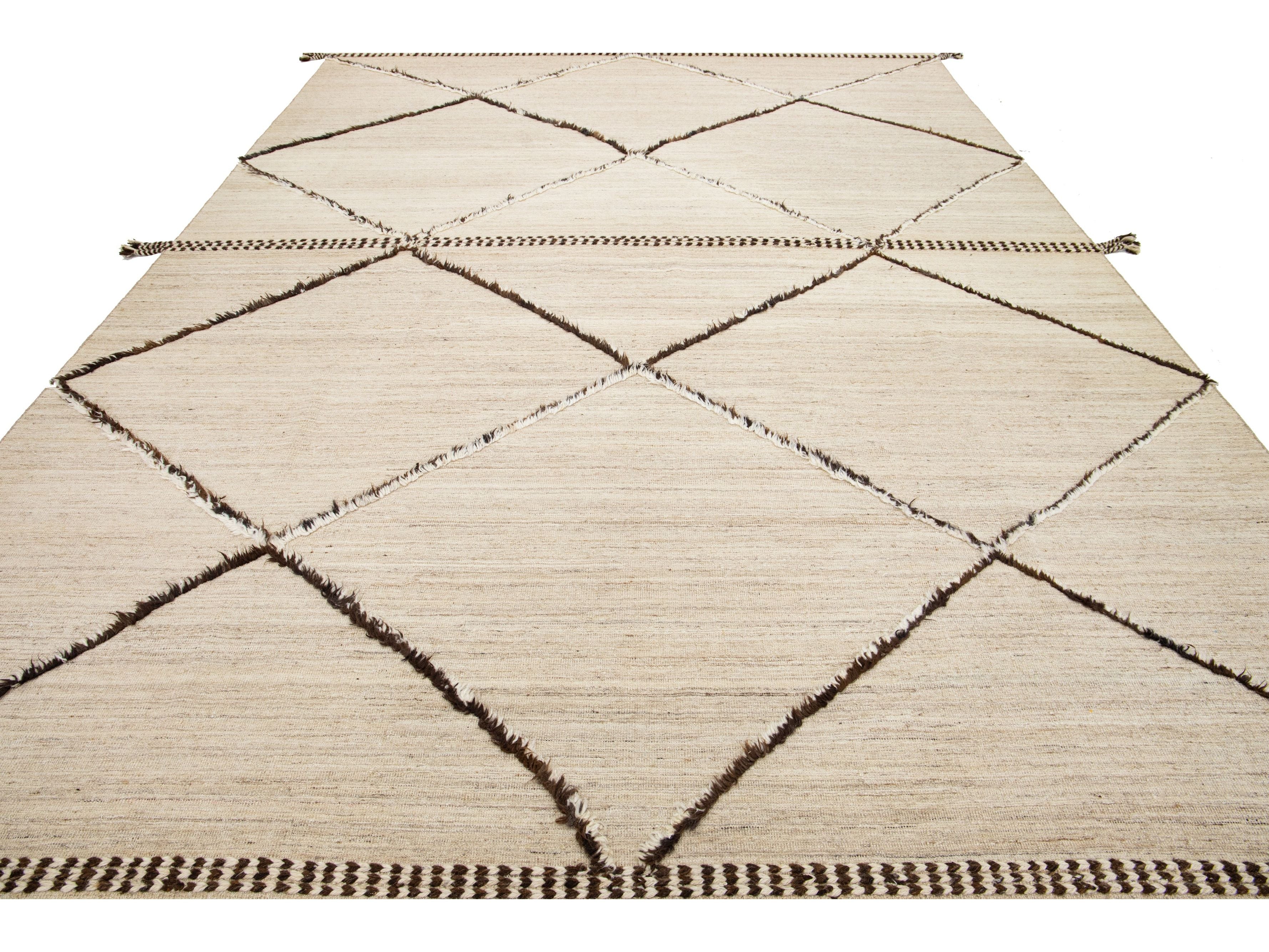 Modern Moroccan Wool Rug 10 X 15