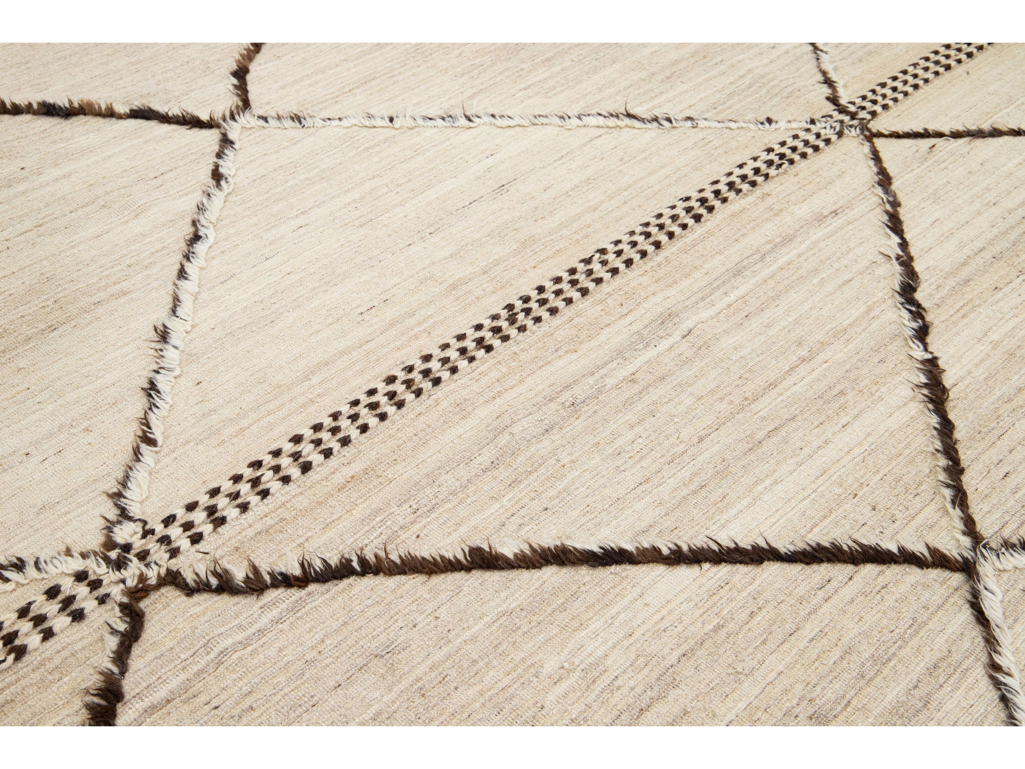 Modern Moroccan Wool Rug 10 X 15