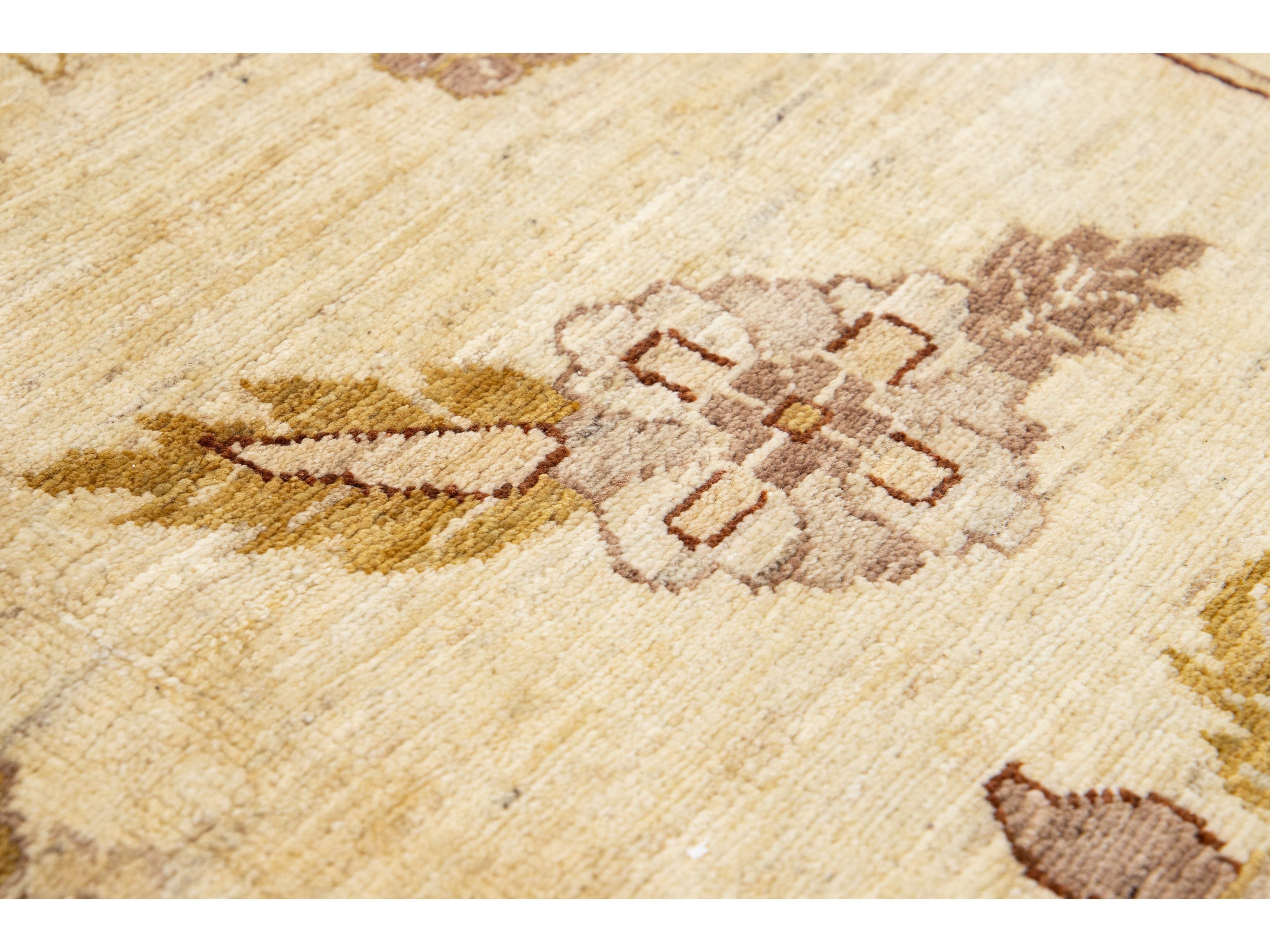 Modern Oushak Wool Rug 14 X 28