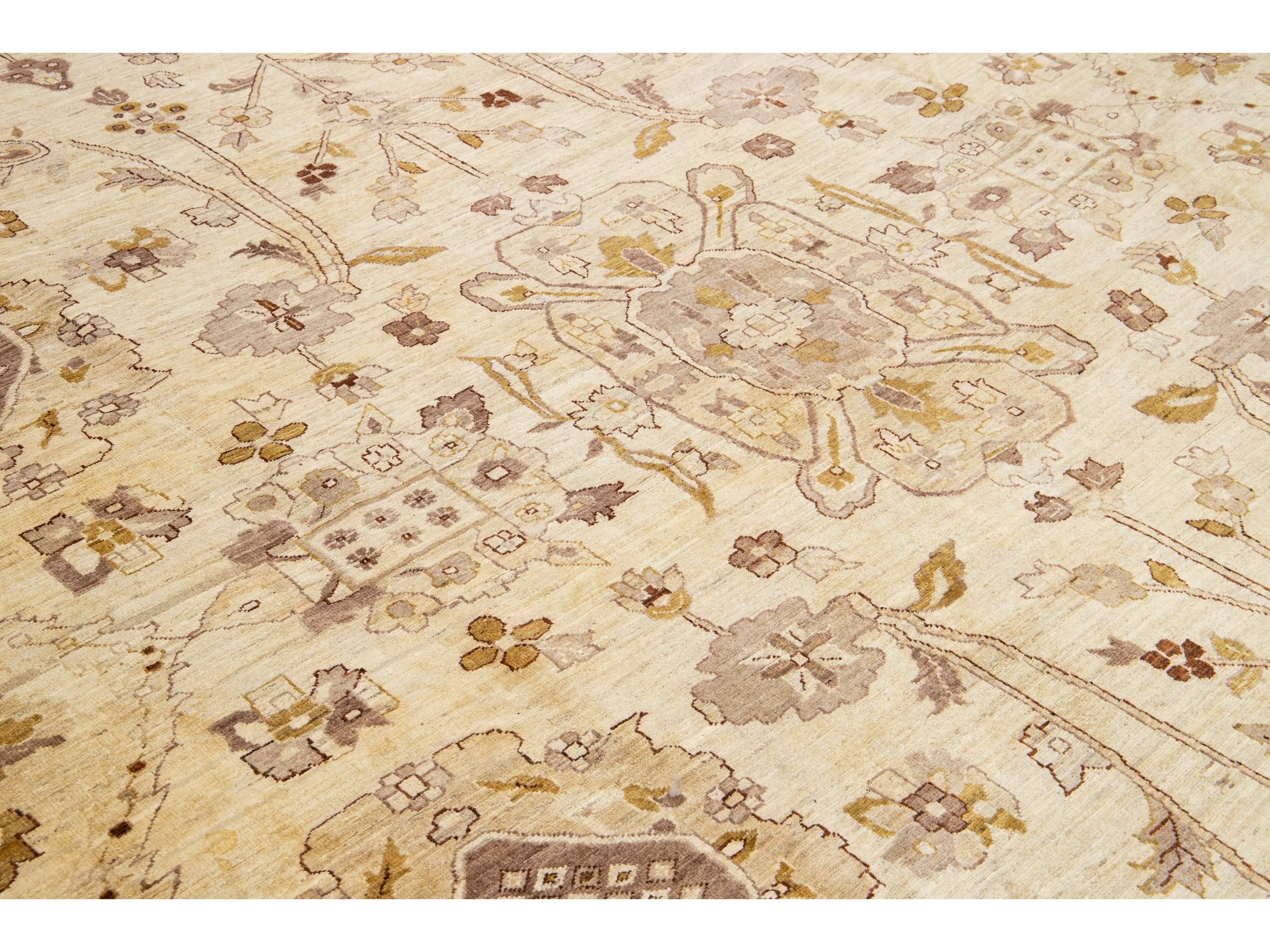 Modern Oushak Wool Rug 14 X 28