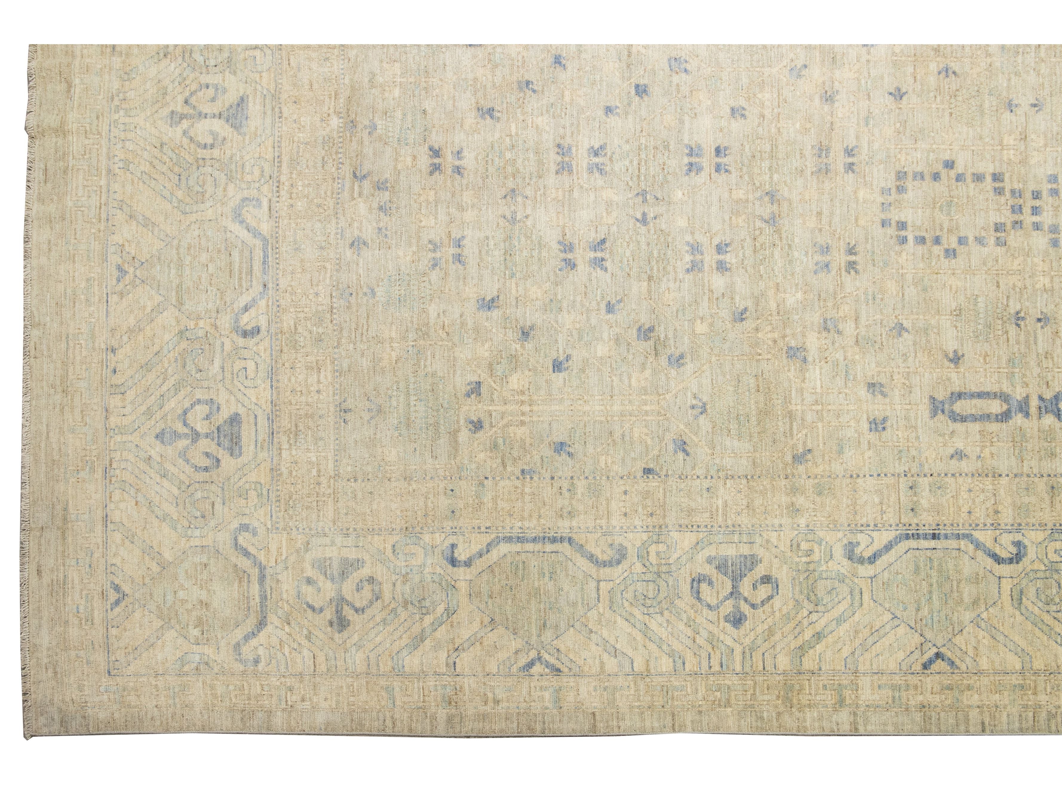 Modern Khotan Wool Rug 19 X 24
