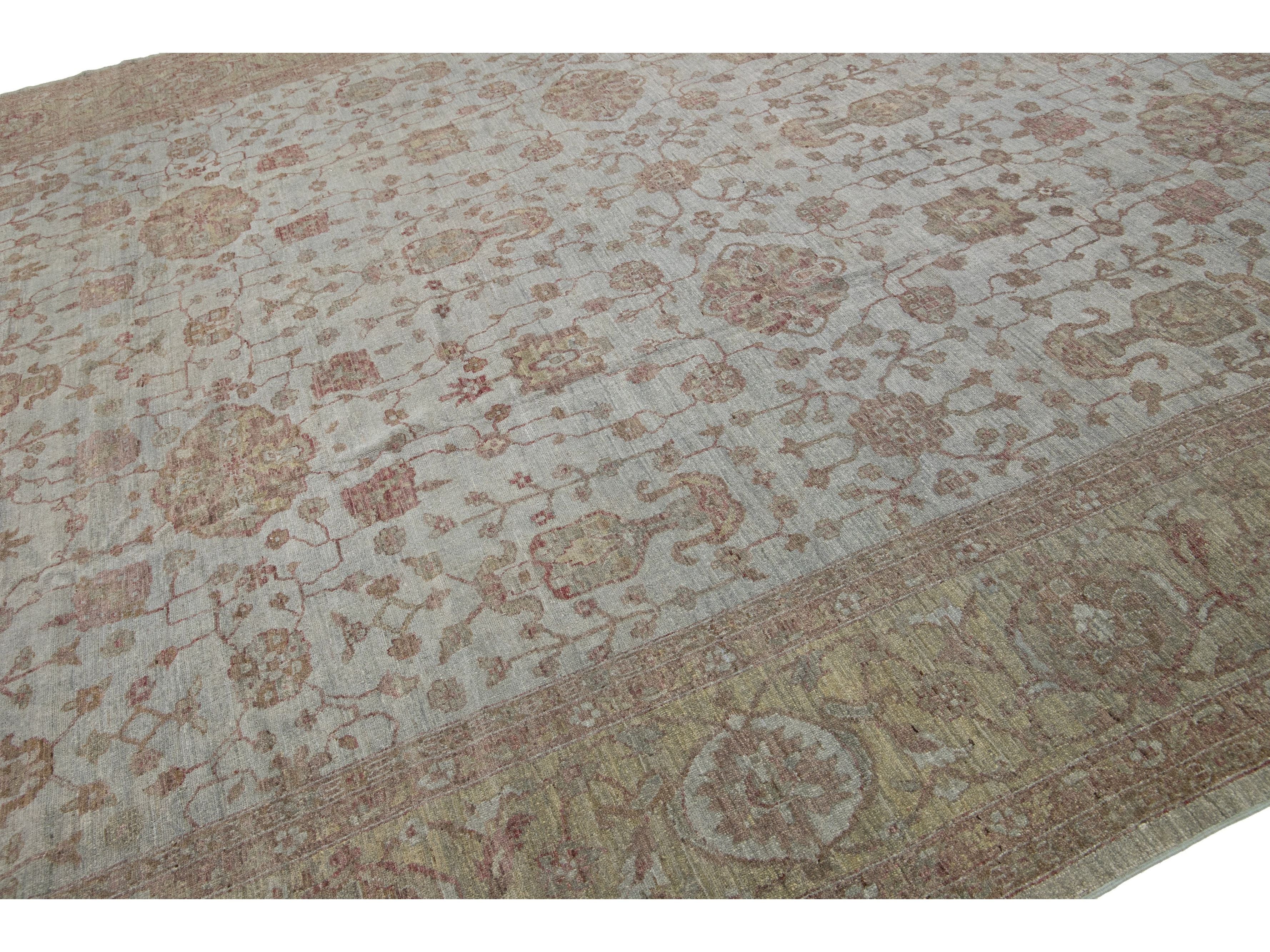 Modern Oushak Wool Rug 12 X 18