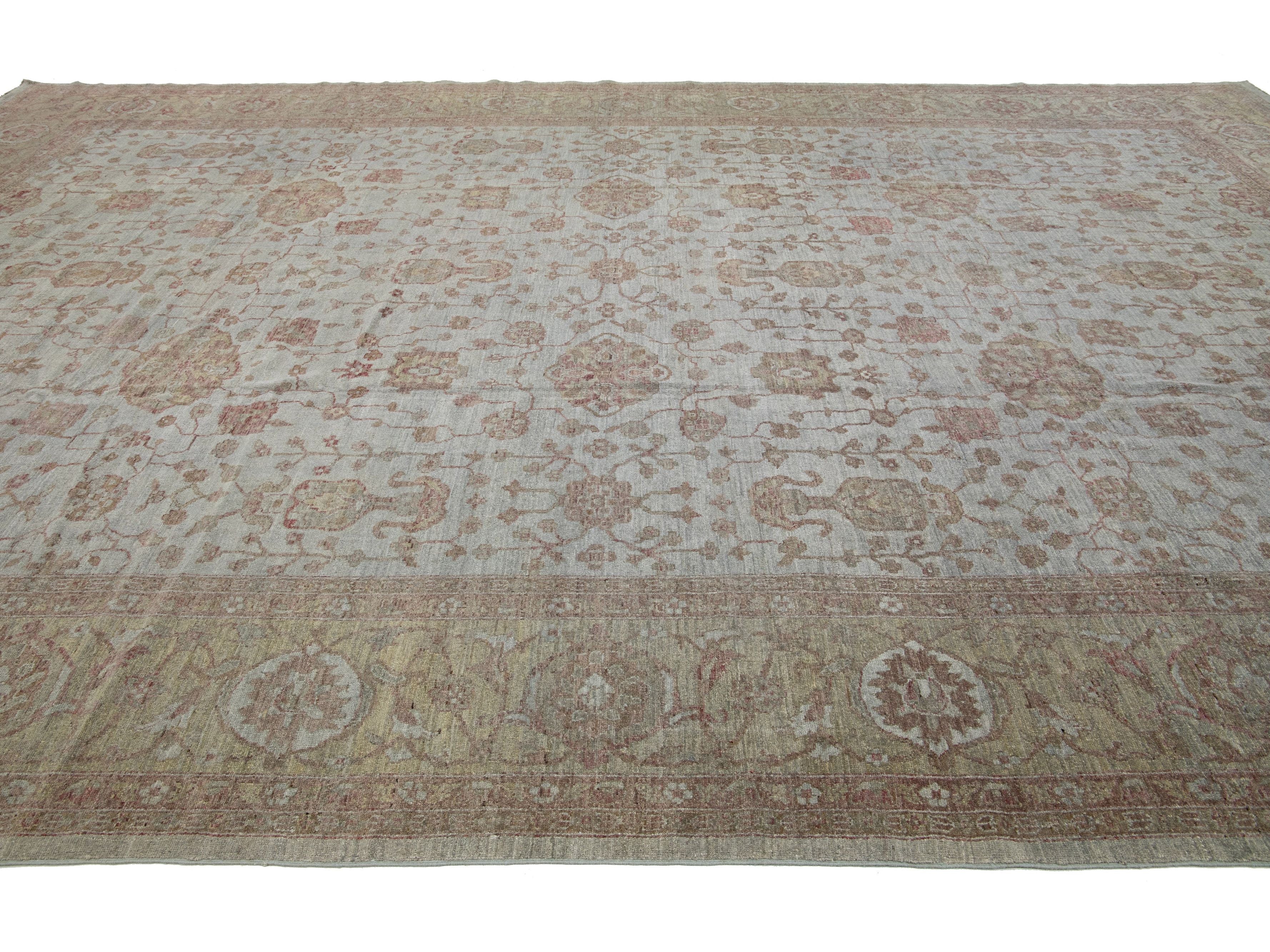 Modern Oushak Wool Rug 12 X 18