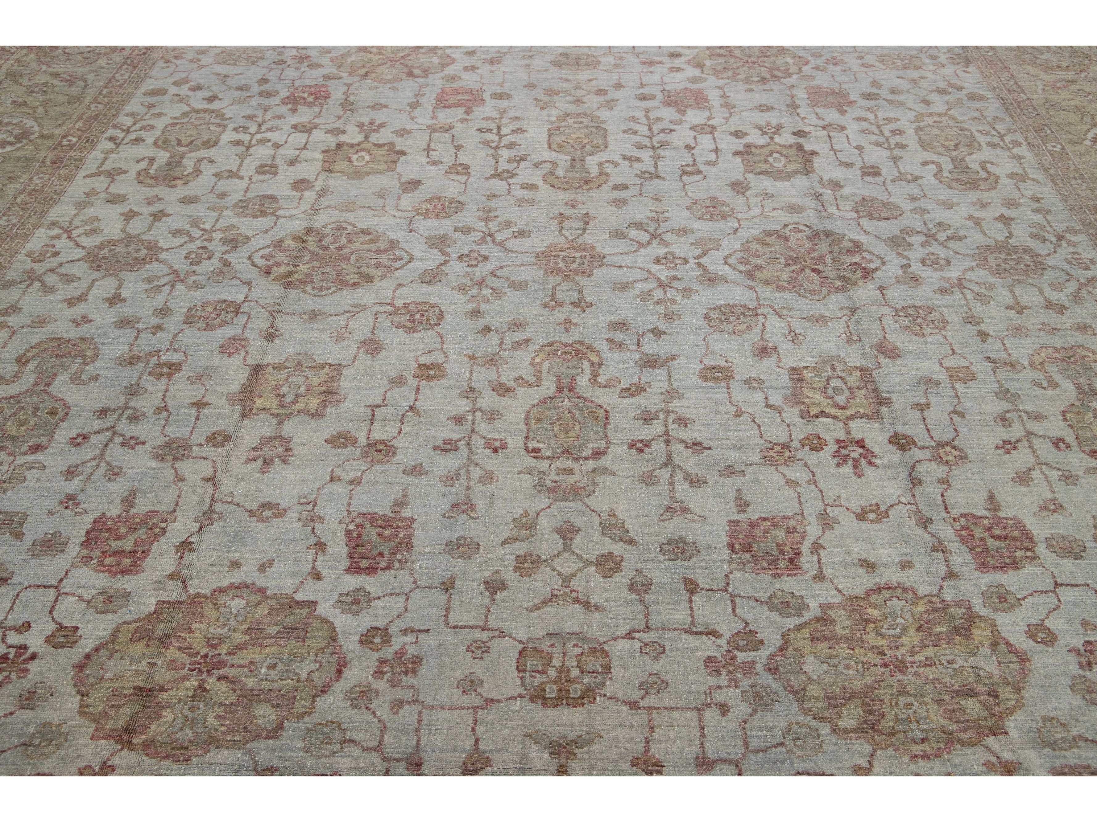 Modern Oushak Wool Rug 12 X 18