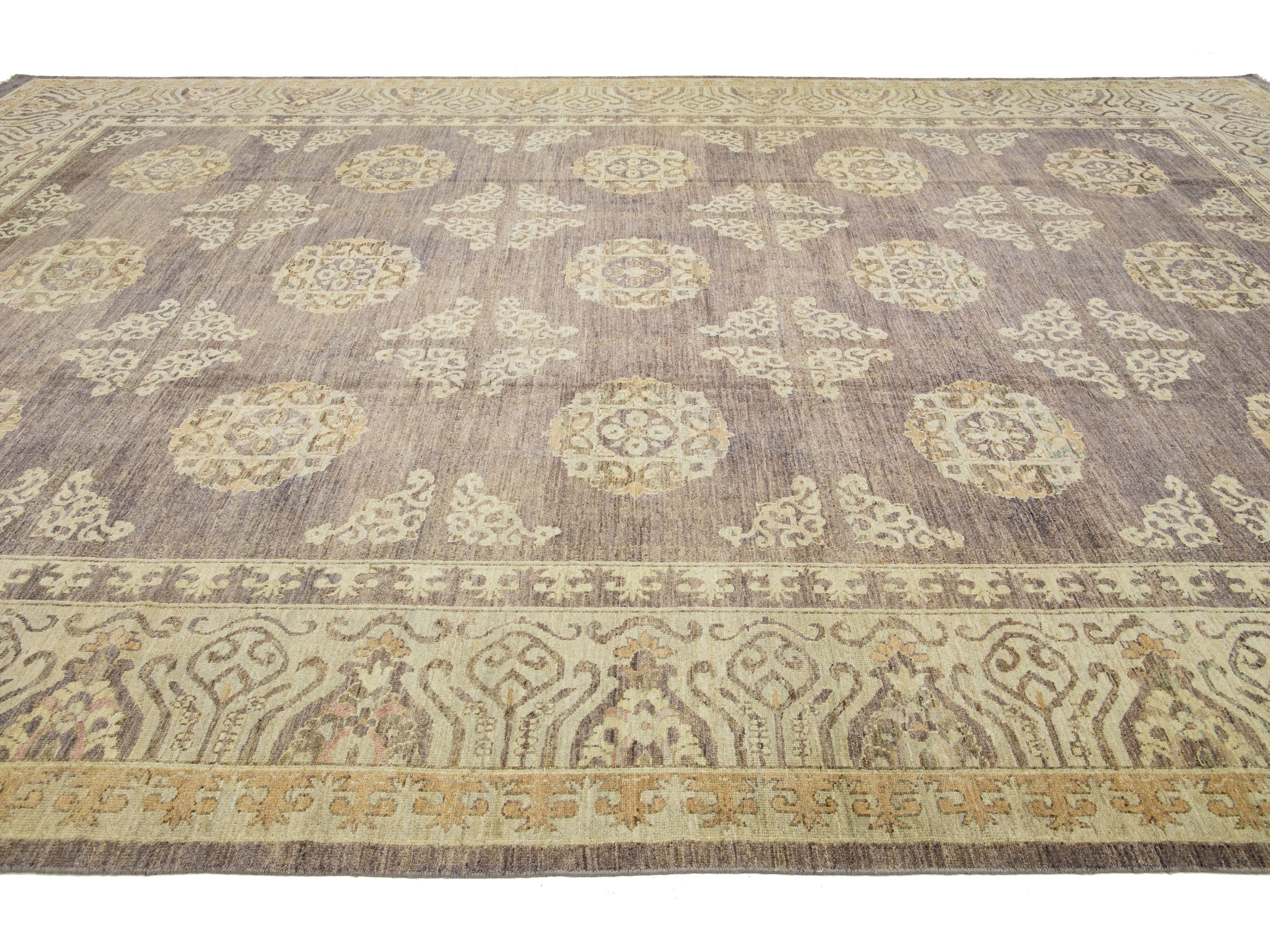 Modern Khotan Wool Rug 12 X 18