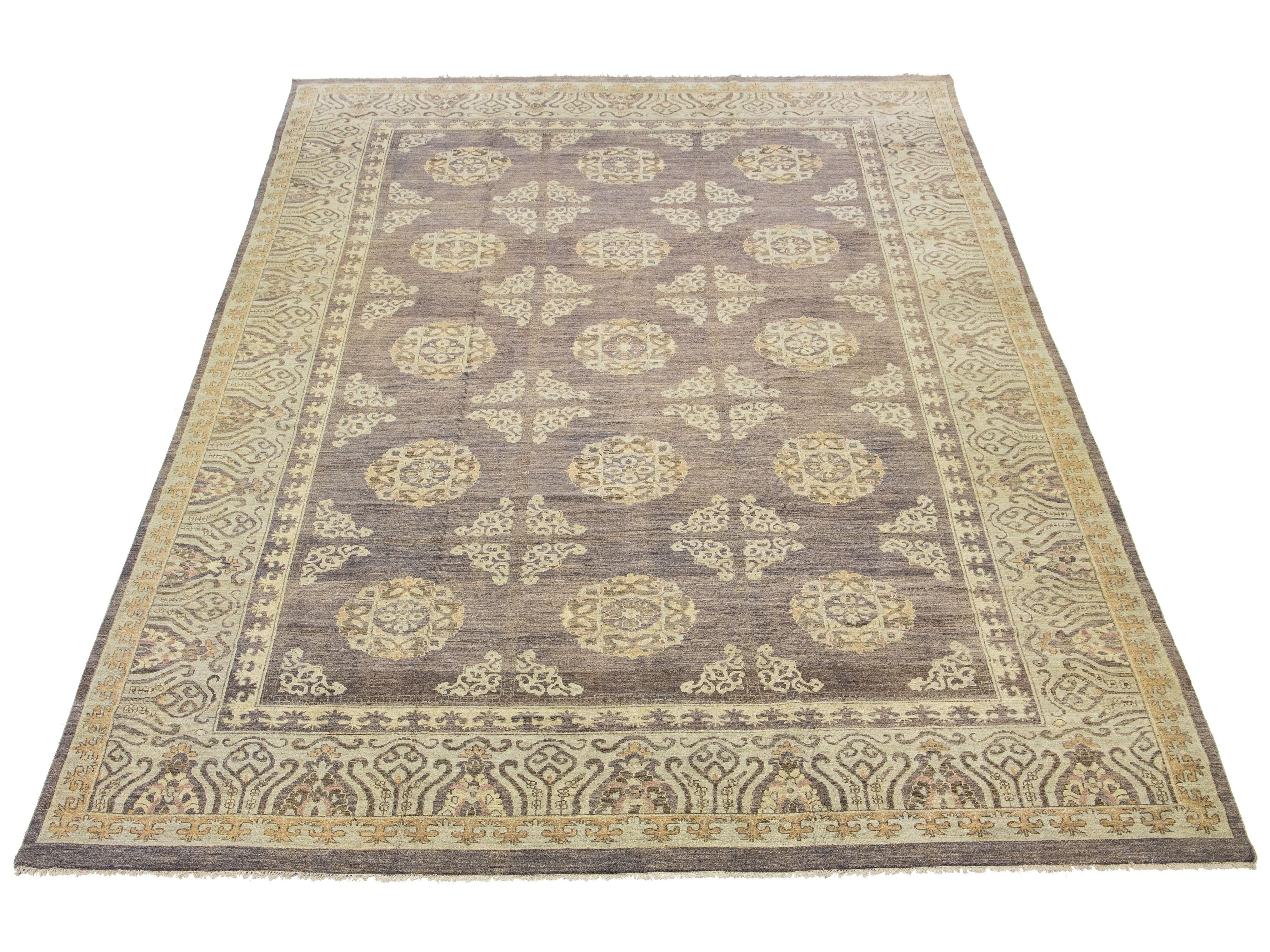 Modern Khotan Wool Rug 12 X 18