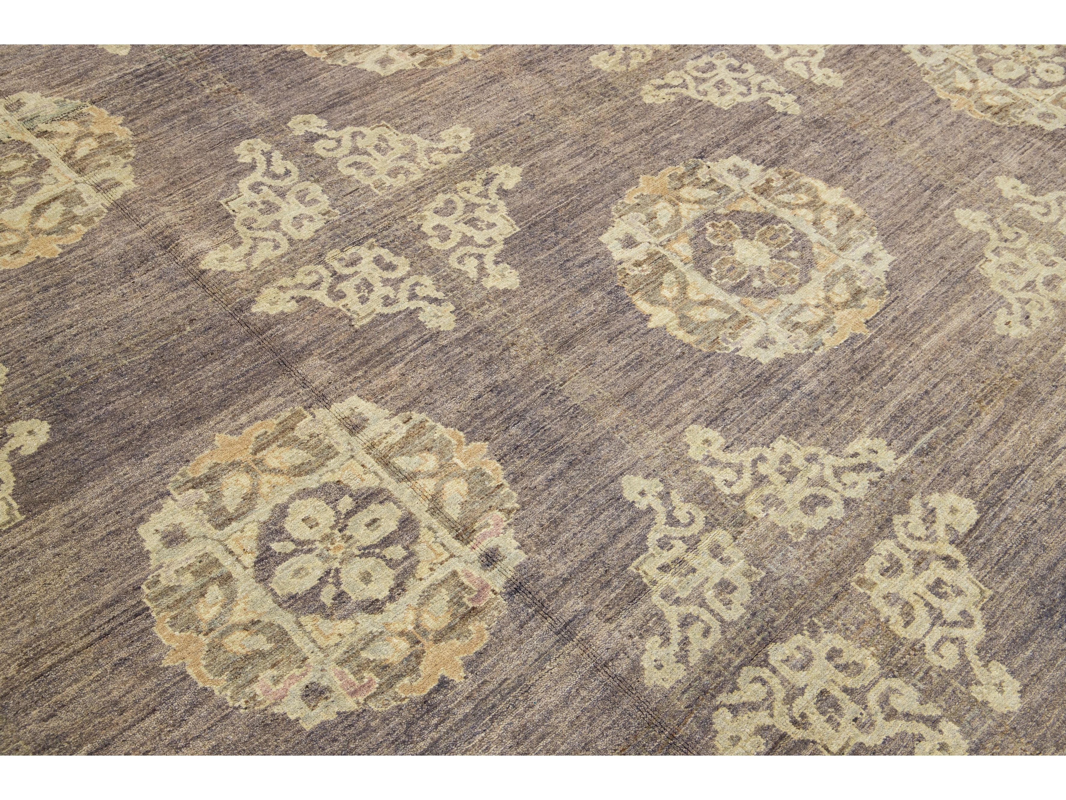Modern Khotan Wool Rug 12 X 18