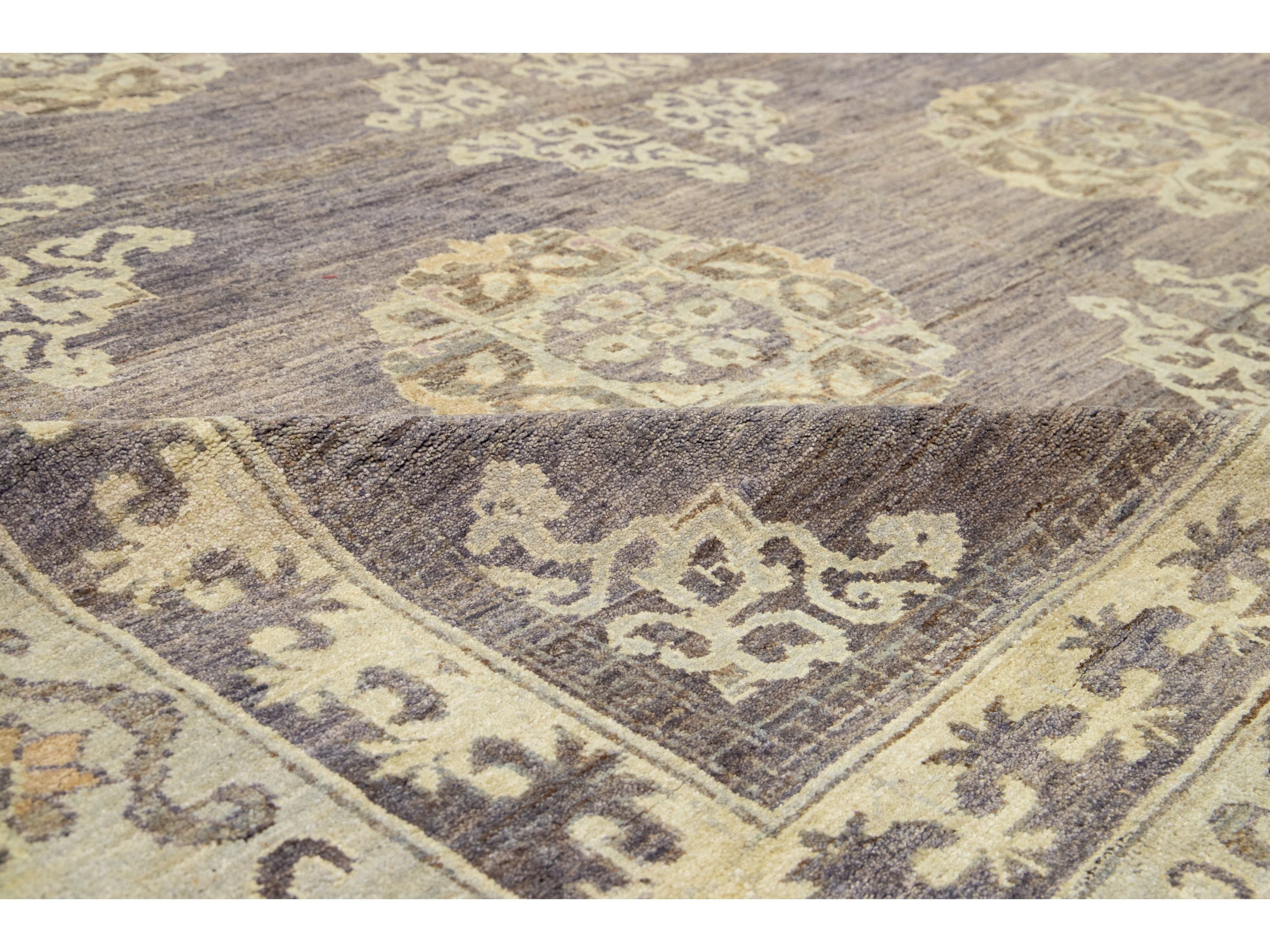 Modern Khotan Wool Rug 12 X 18