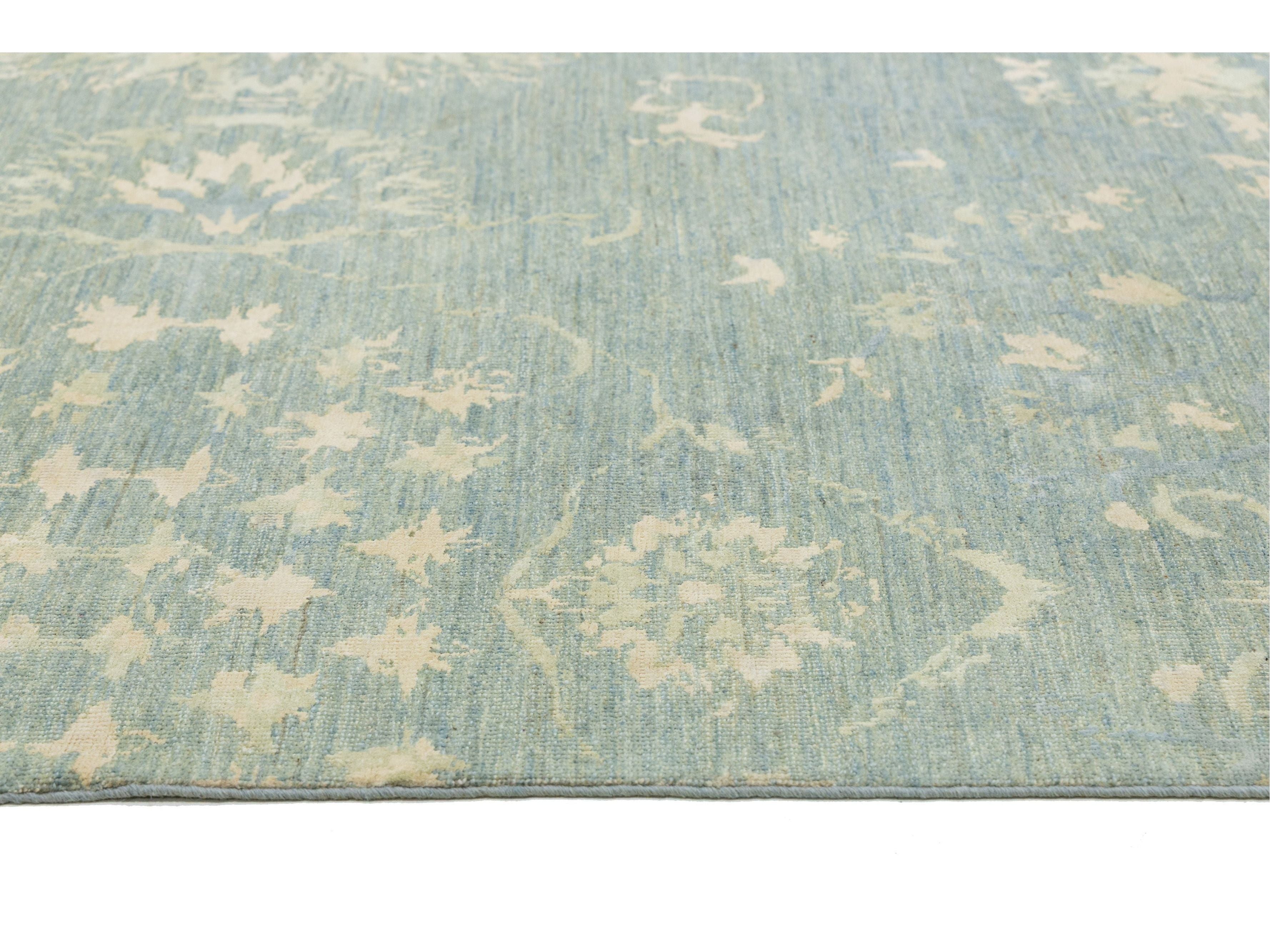 Modern Transitional Wool and Silk Rug 14 X 20
