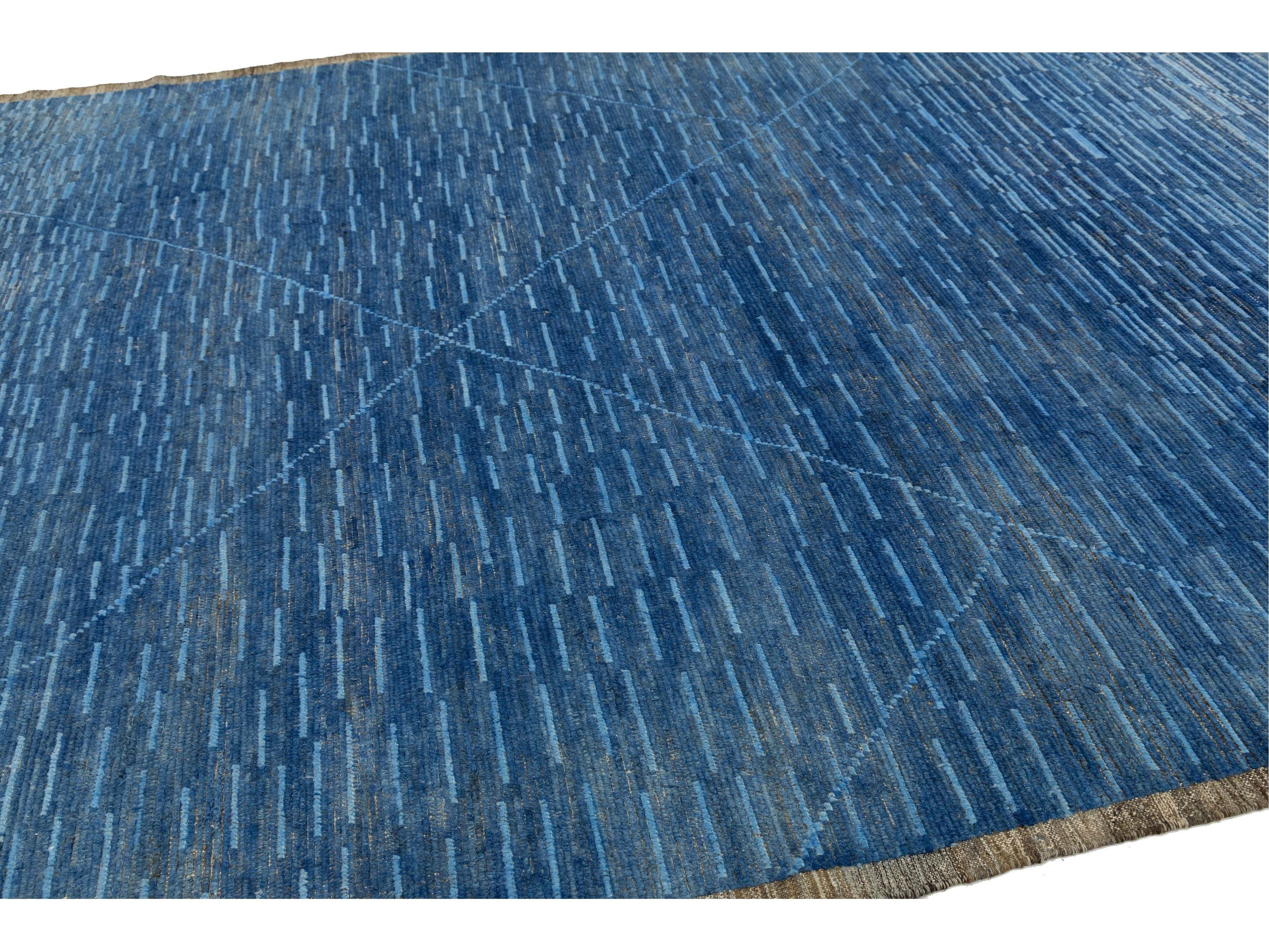 Modern Moroccan Wool Rug 9 X 13
