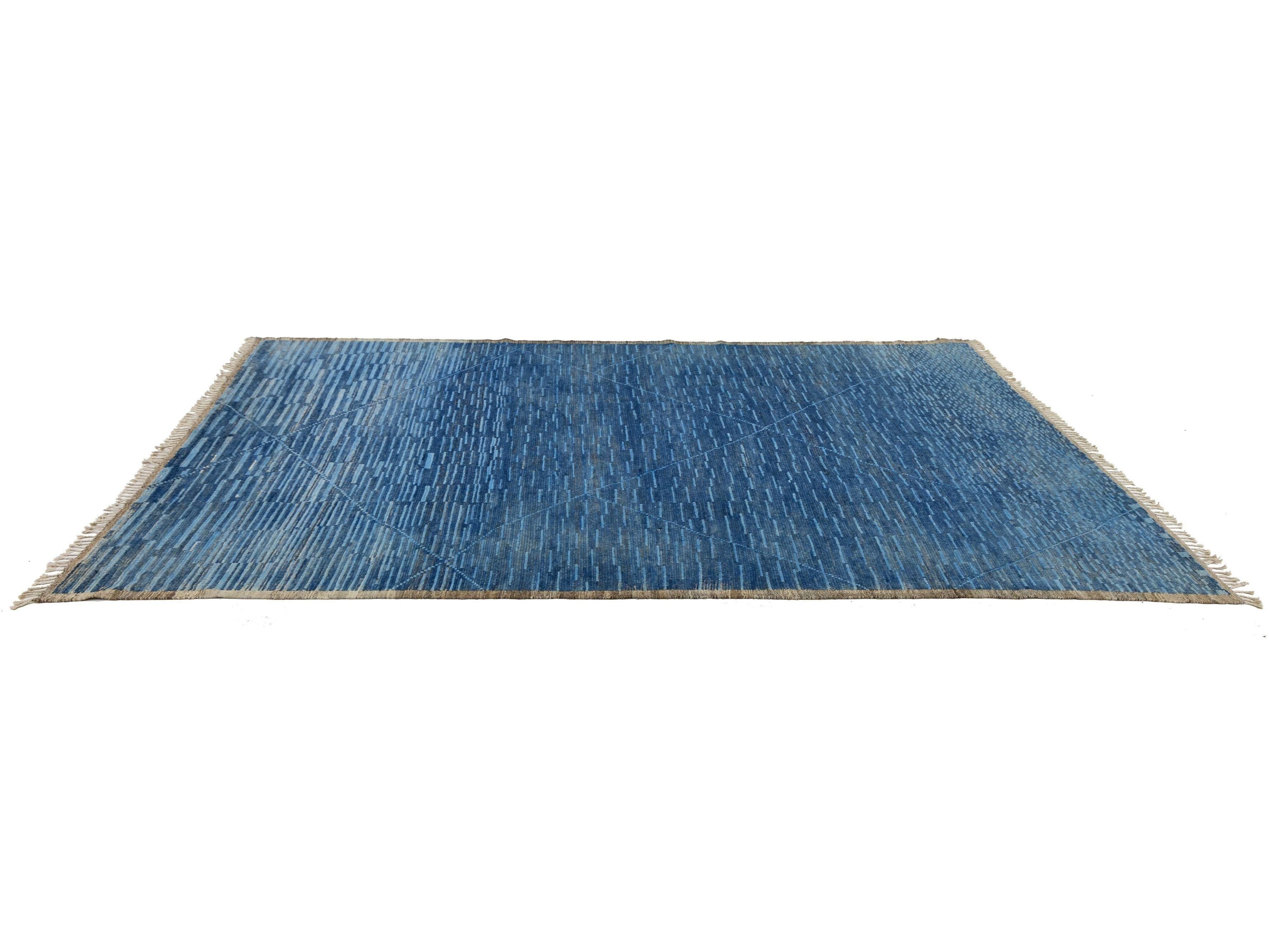 Modern Moroccan Wool Rug 9 X 13