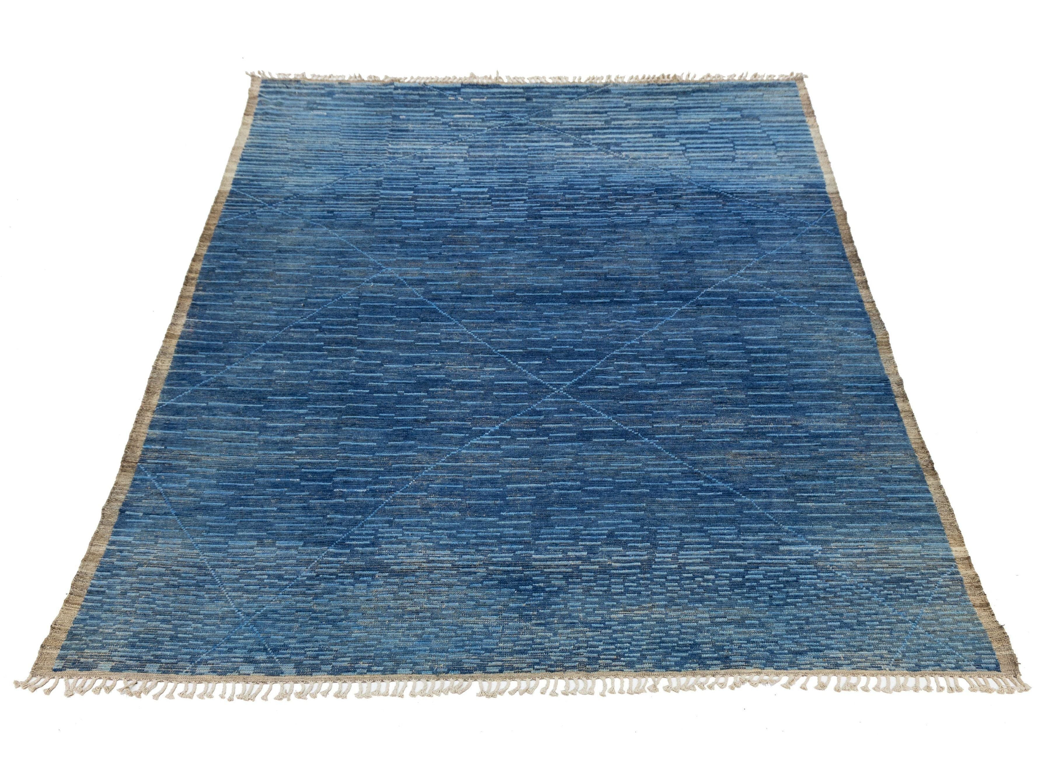 Modern Moroccan Wool Rug 9 X 13