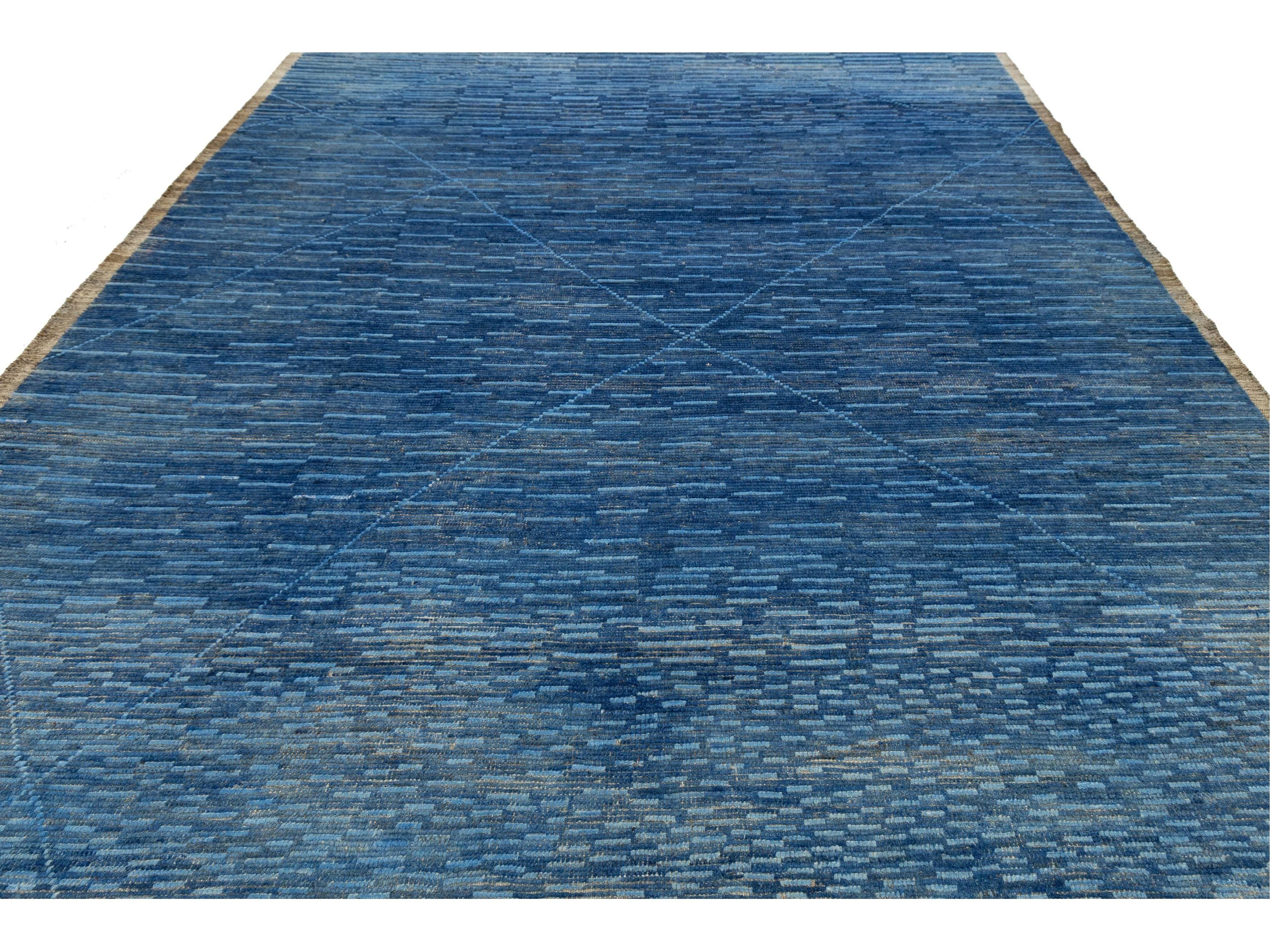 Modern Moroccan Wool Rug 9 X 13