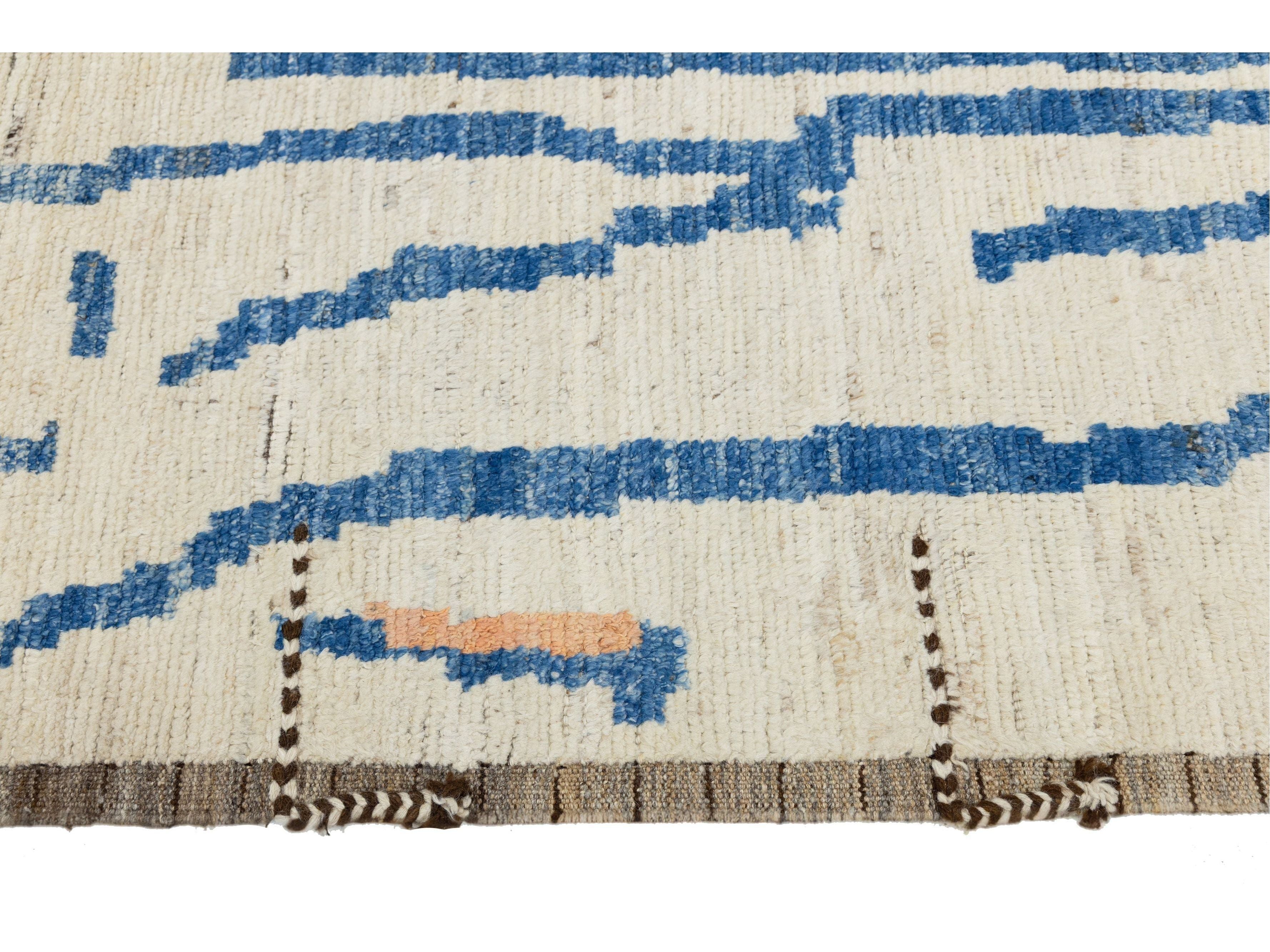 Modern Moroccan Wool Rug 10 X 13