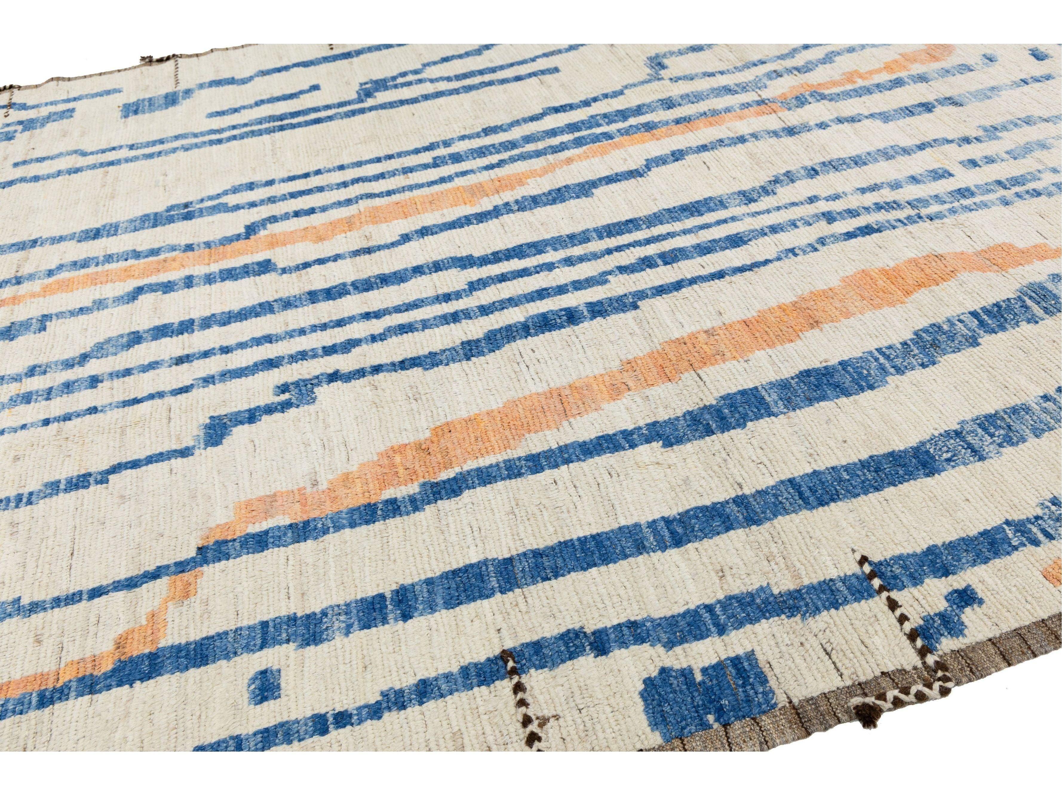 Modern Moroccan Wool Rug 10 X 13