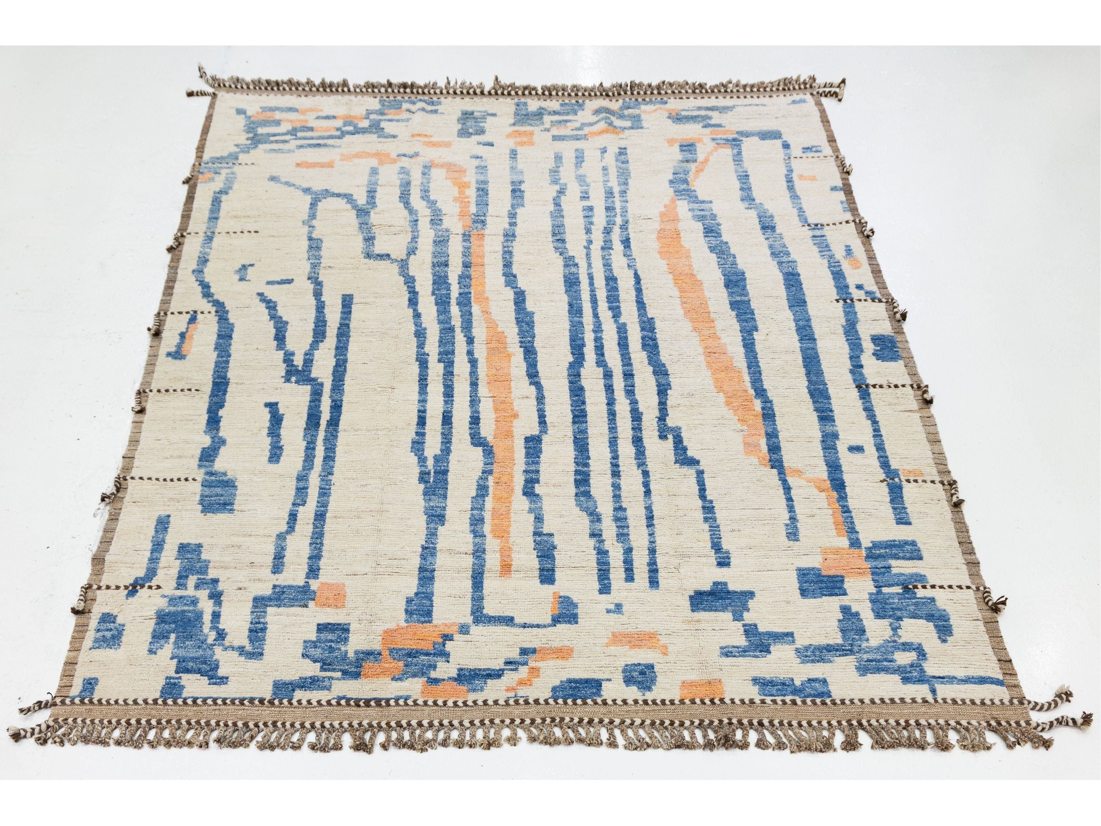 Modern Moroccan Wool Rug 10 X 13