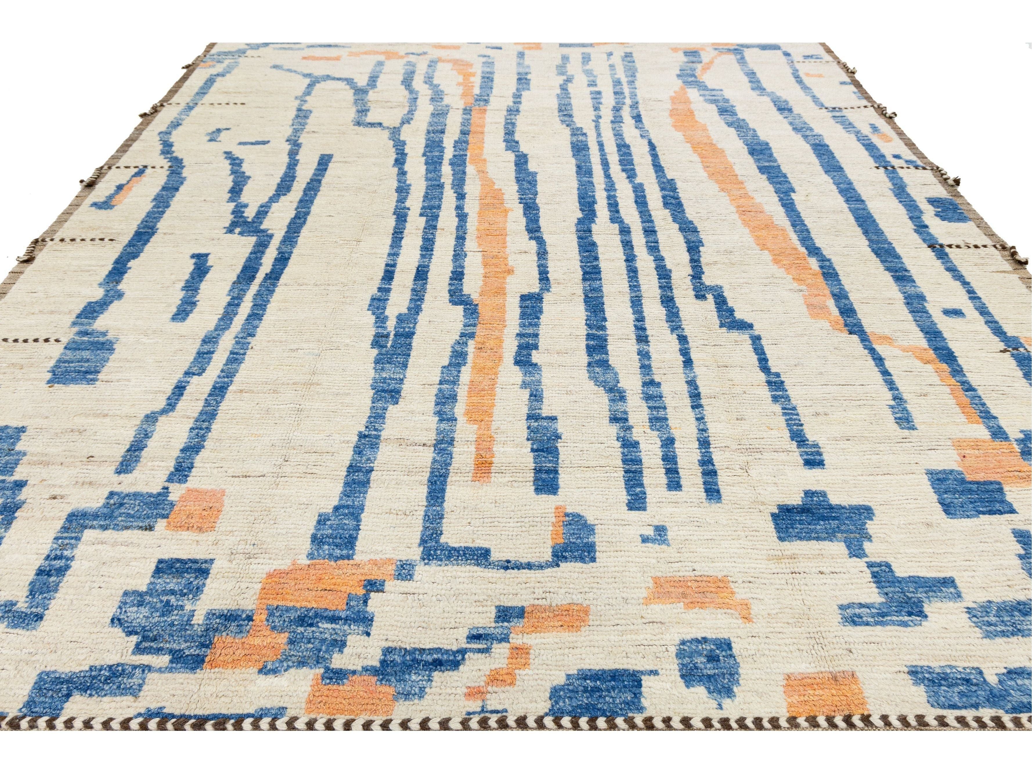 Modern Moroccan Wool Rug 10 X 13